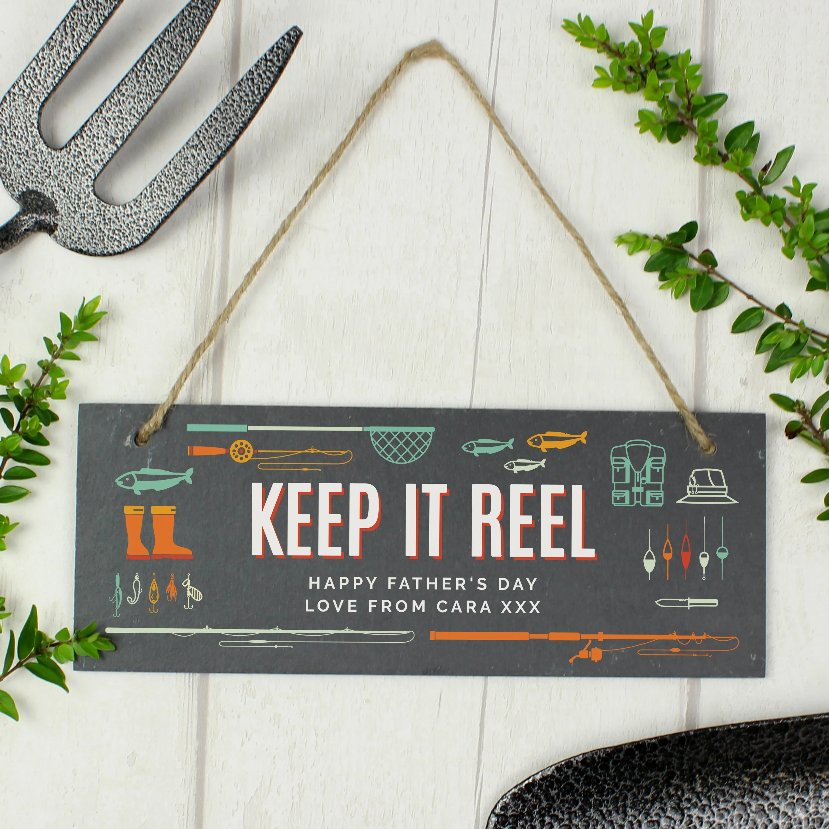 Personalised "Keep It Reel" Printed Hanging Slate Plaque - Image 3