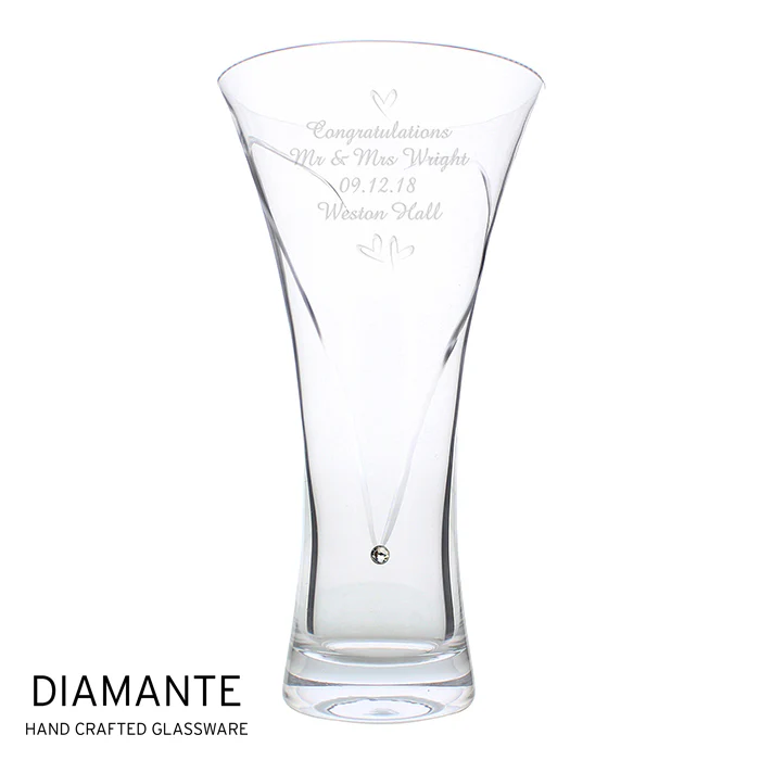 Personalised Large Hand Cut Little Hearts Diamante Vase - Image 2