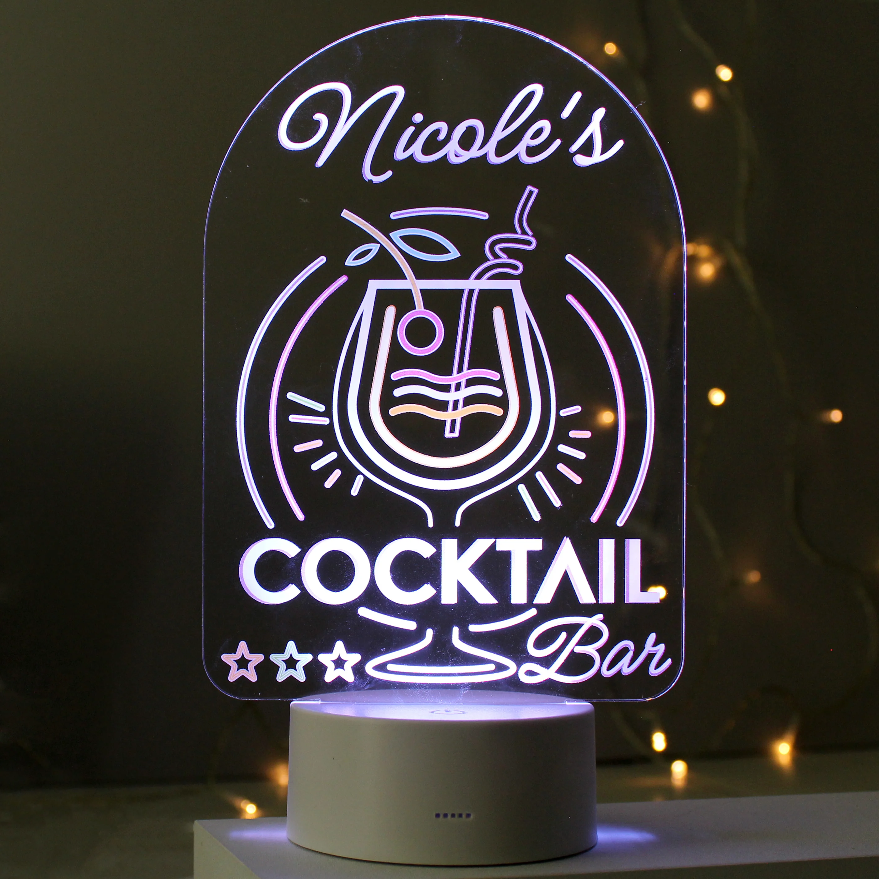 Personalised LED Colour Changing Cocktail Bar Sign