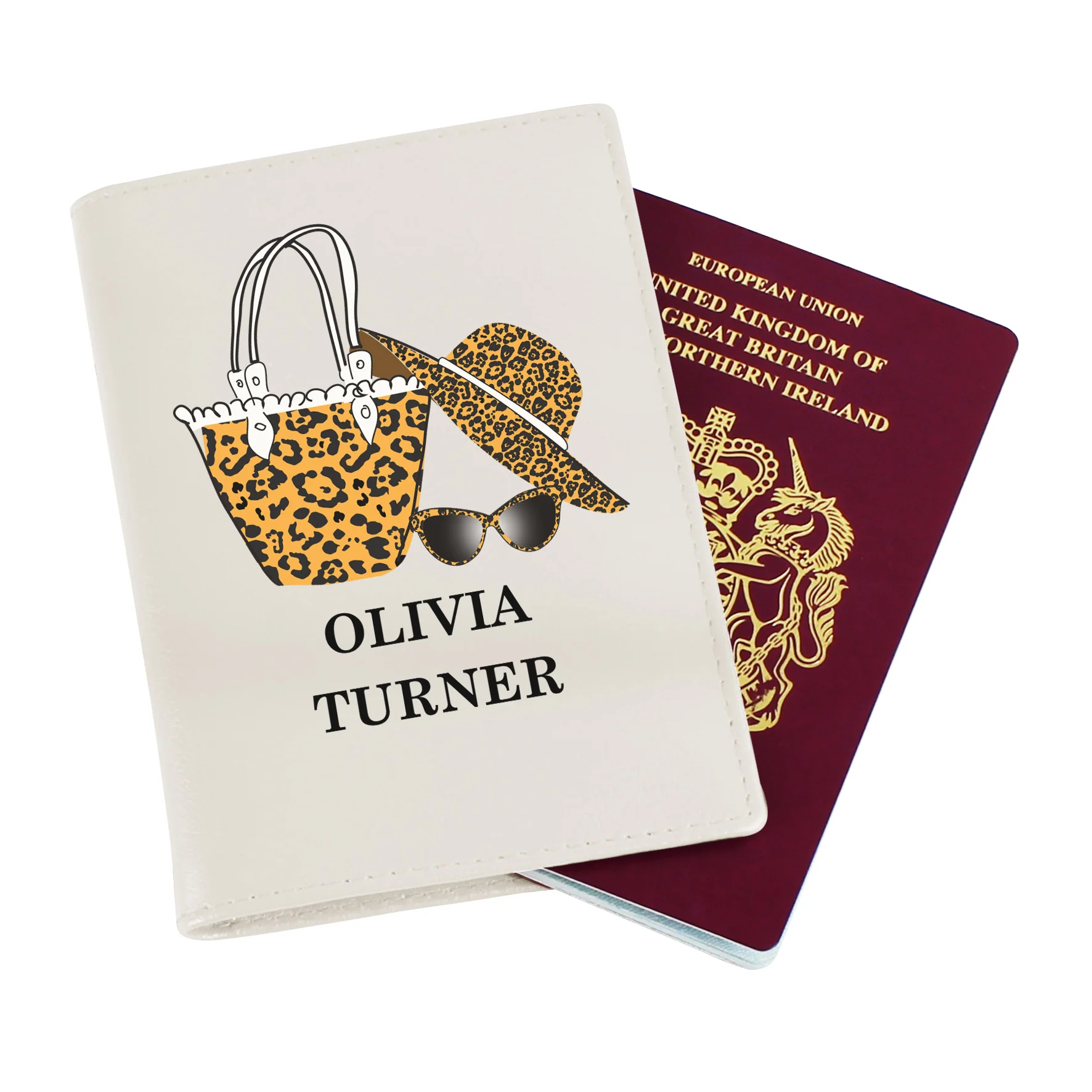 Personalised Leopard Print Cream Passport Holder - Image 3