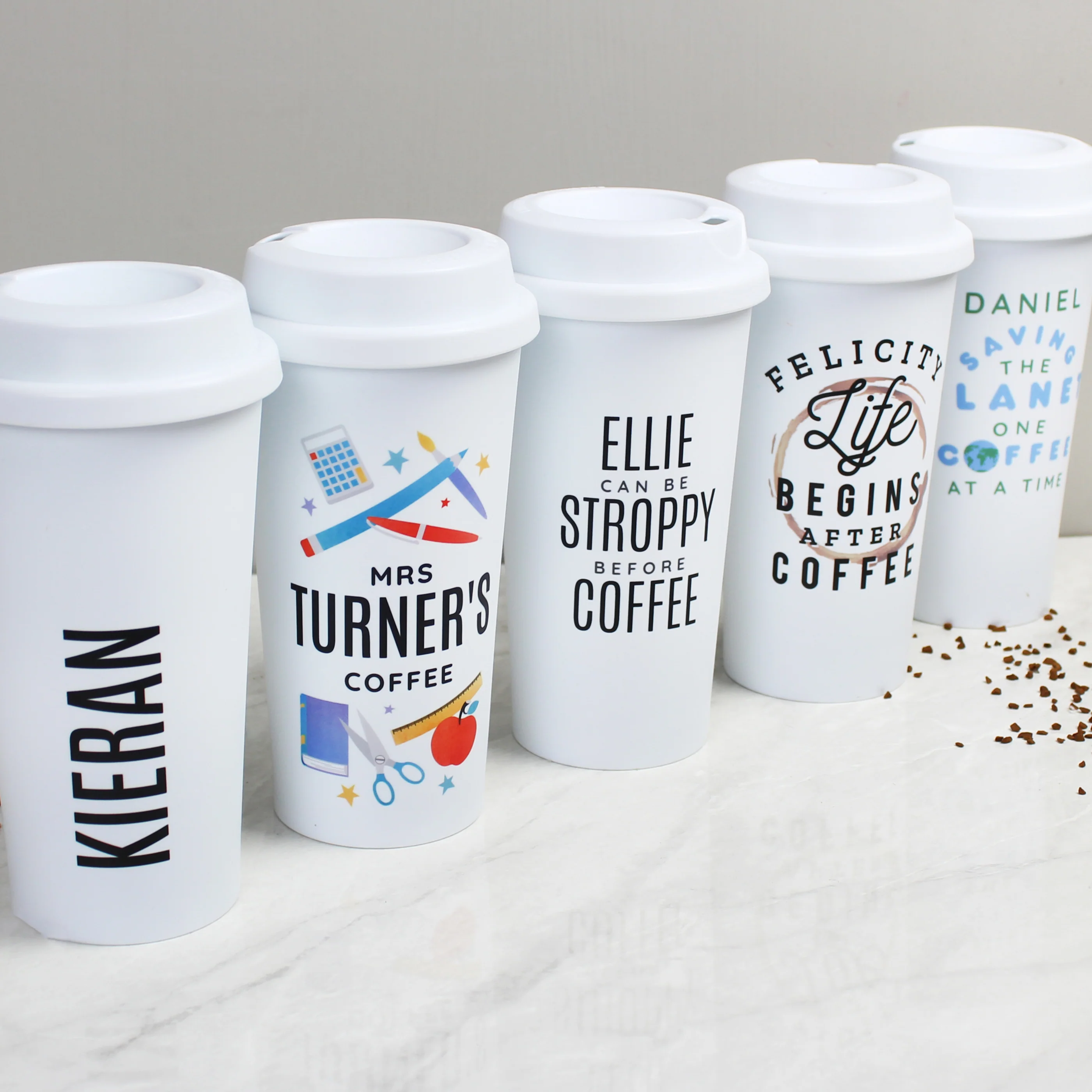 Personalised 'Life Begins After Coffee' Insulated Reusable Eco Travel Cup - Image 4