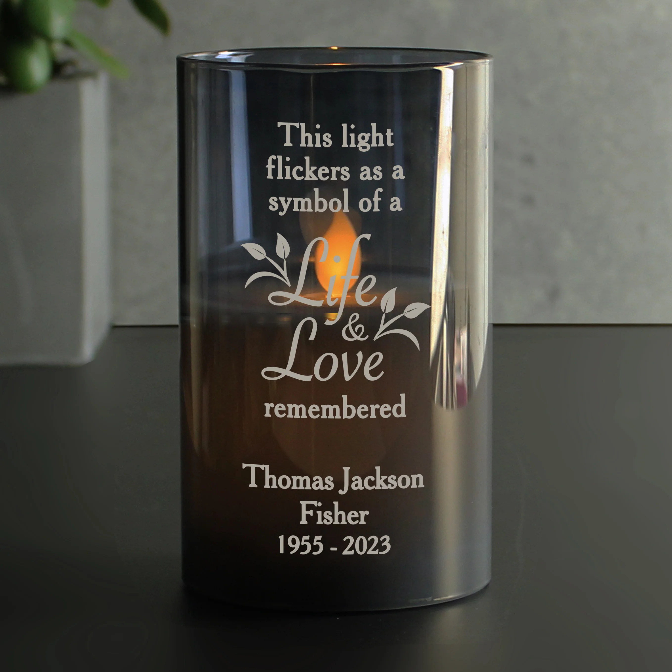 Personalised Life & Love Memorial Smoked LED Candle - Image 4