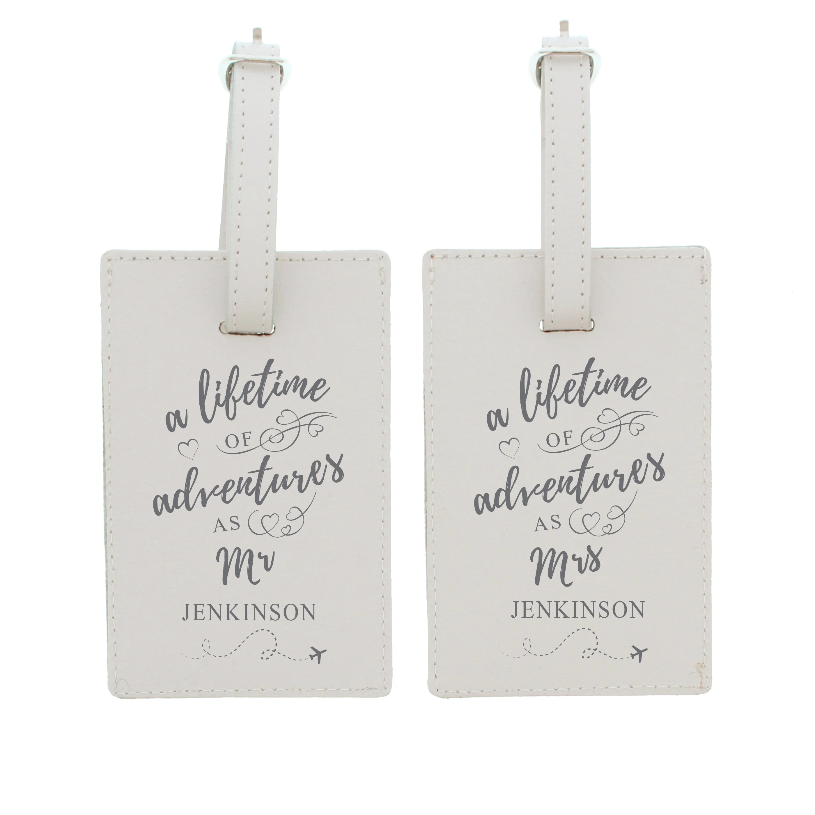 Personalised 'Lifetime of Adventures' Couples Luggage Tags - Image 2