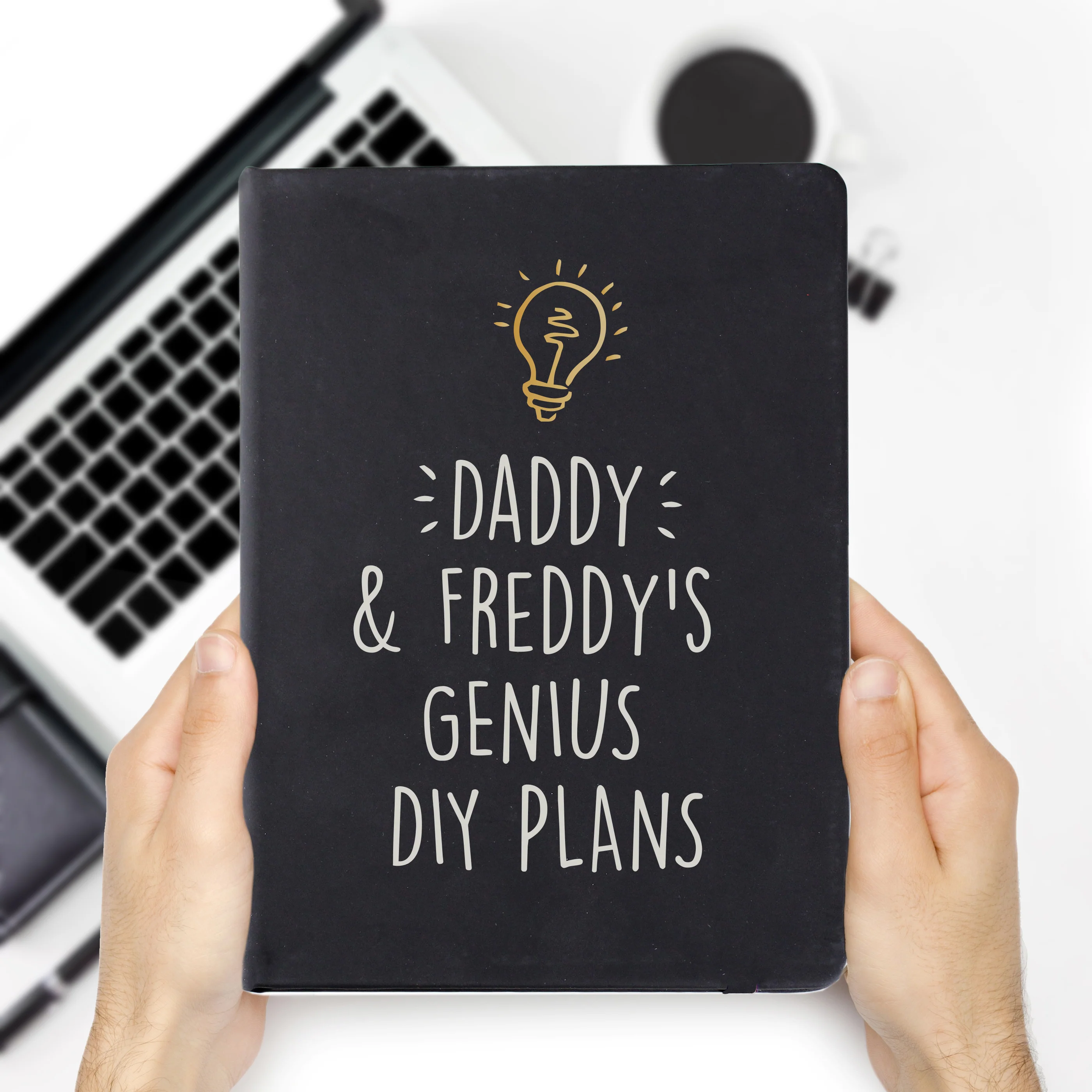 Personalised Light Bulb Black Hardback Notebook - Image 3