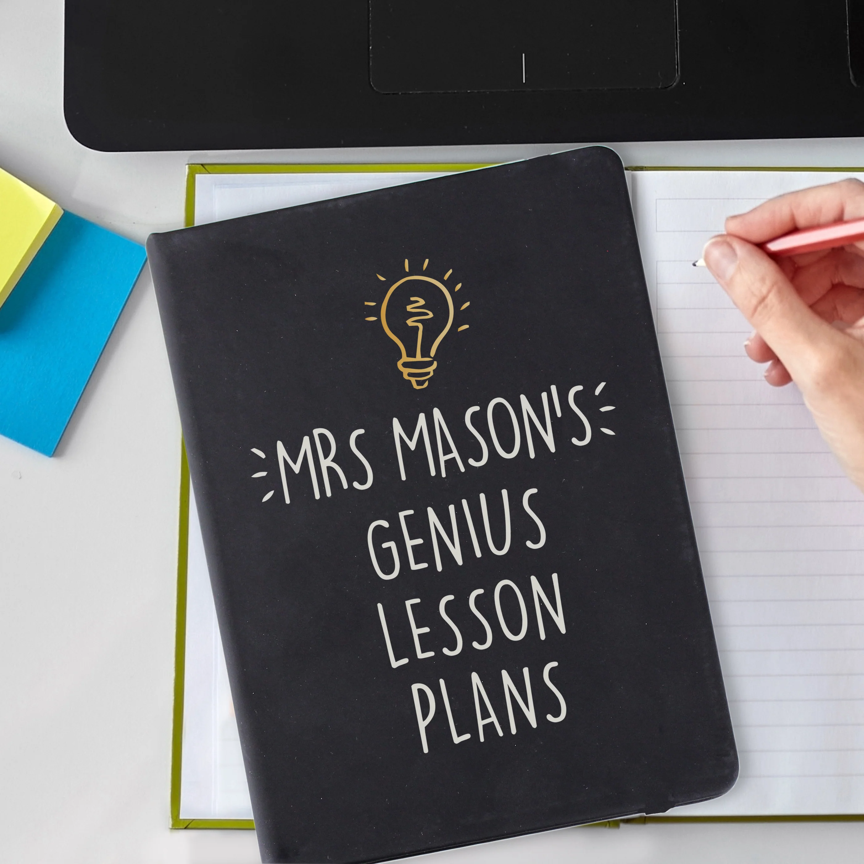 Personalised Light Bulb Black Hardback Notebook - Image 4