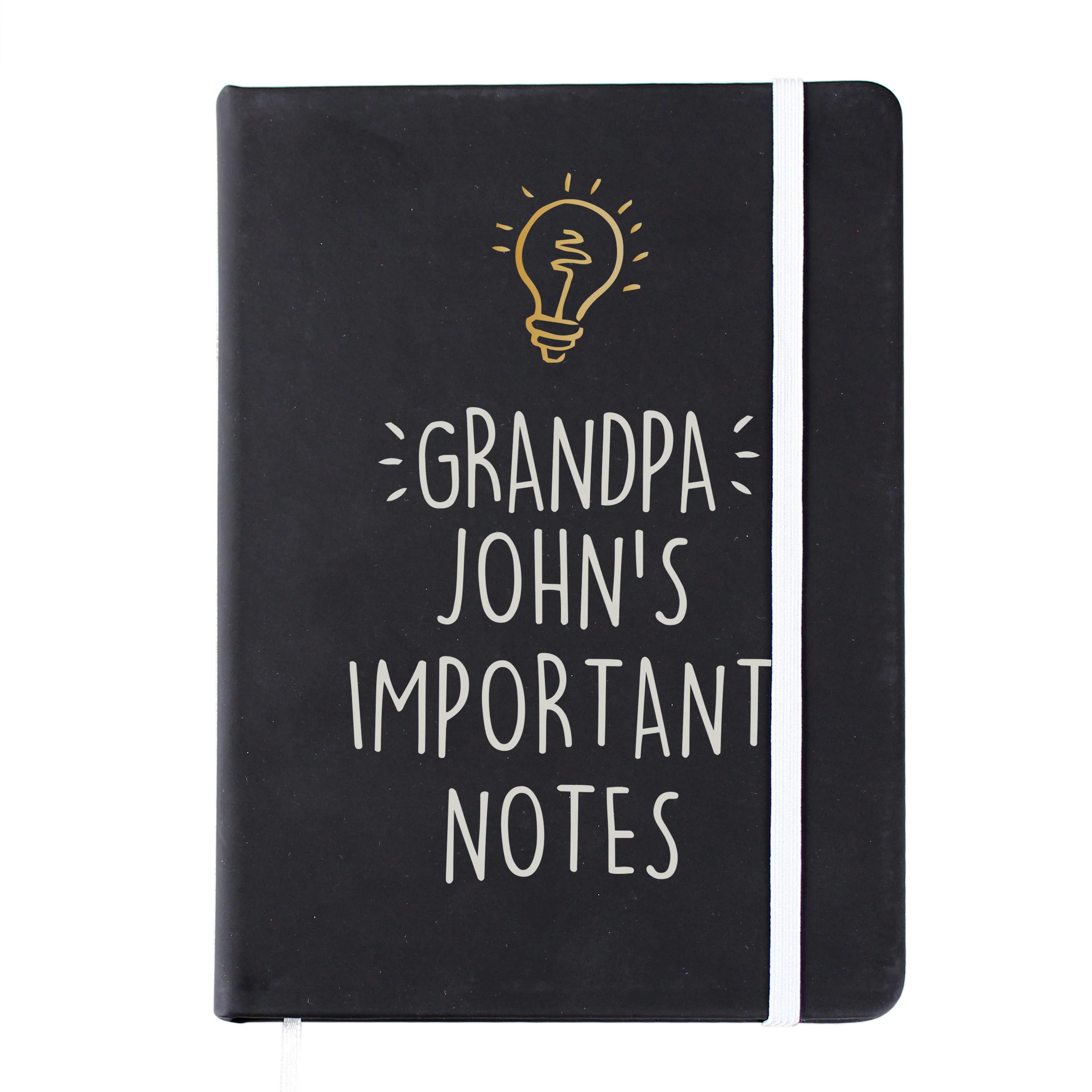 Personalised Light Bulb Black Hardback Notebook - Image 5