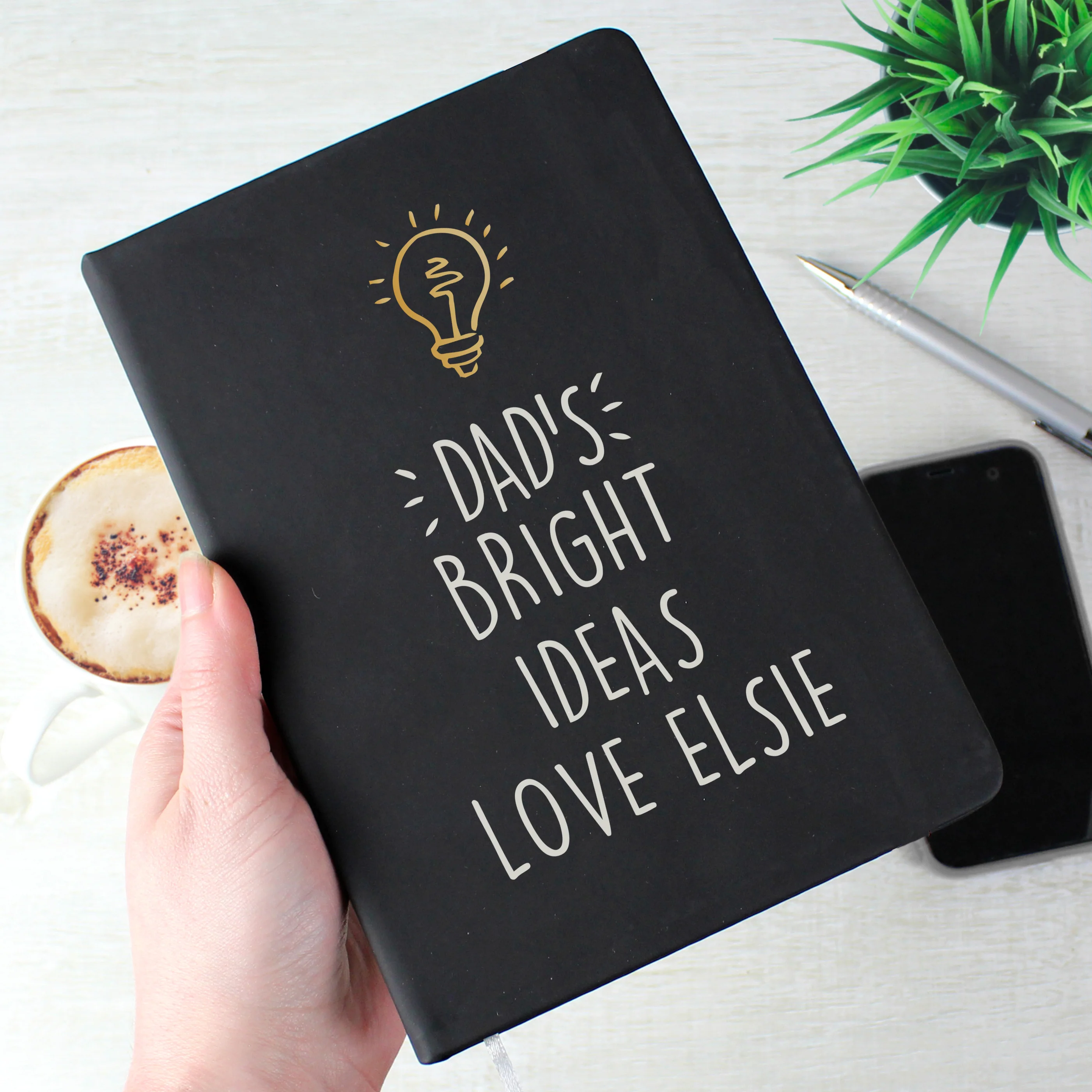 Personalised Light Bulb Black Hardback Notebook - Image 6