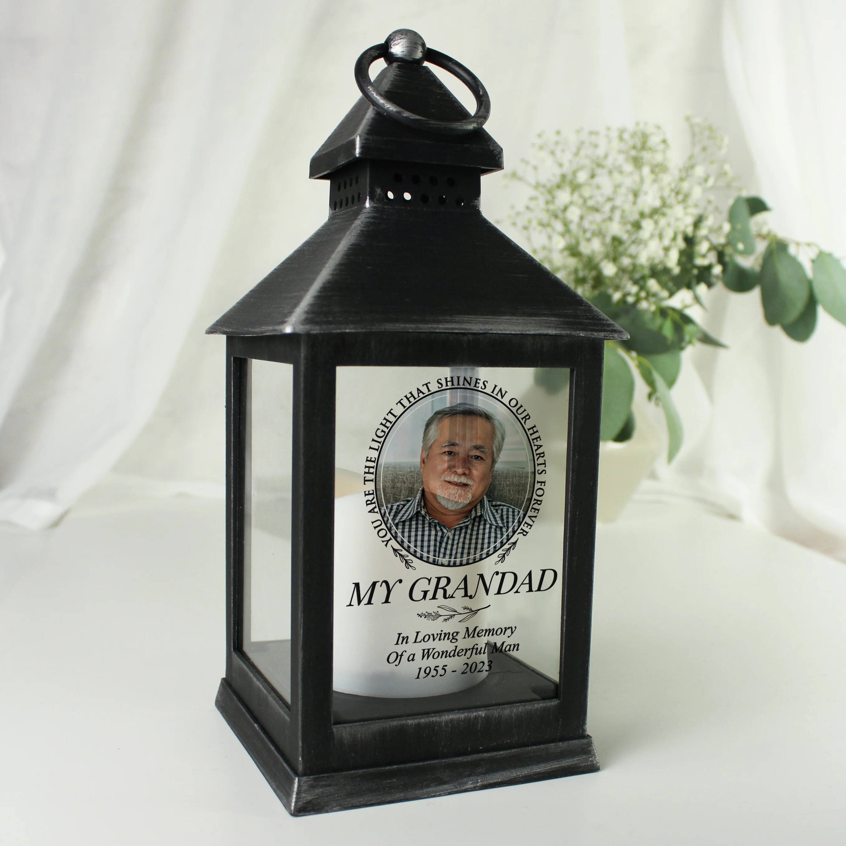 Personalised Light In Our Hearts Photo Upload Black Lantern - Image 3