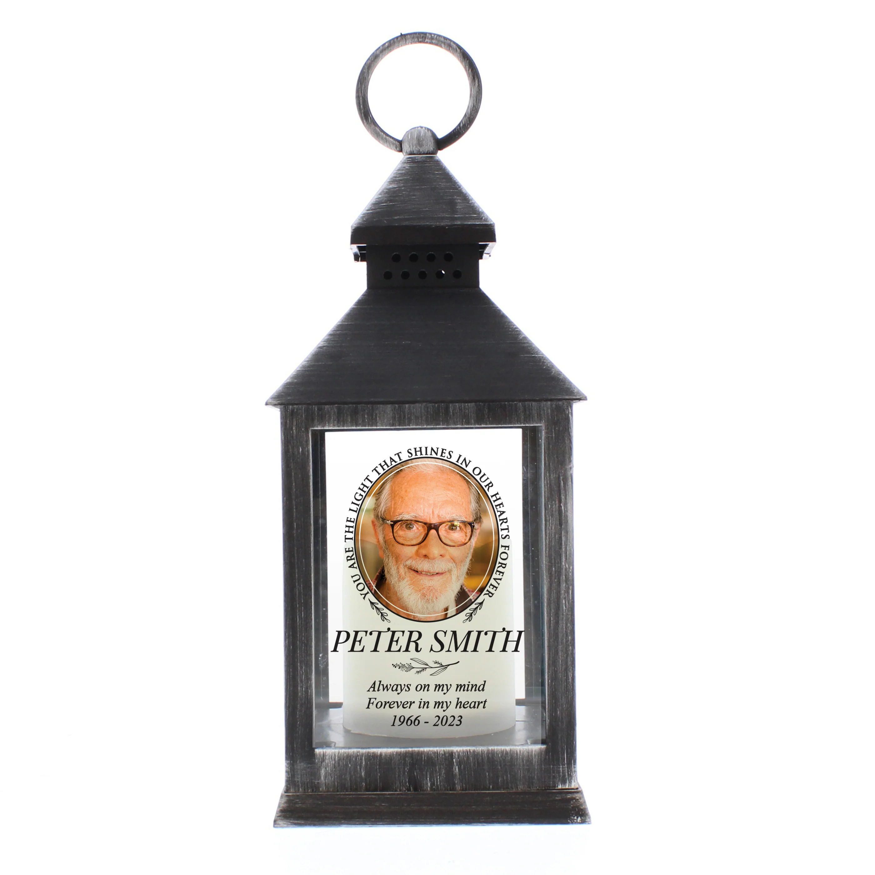 Personalised Light In Our Hearts Photo Upload Black Lantern - Image 5