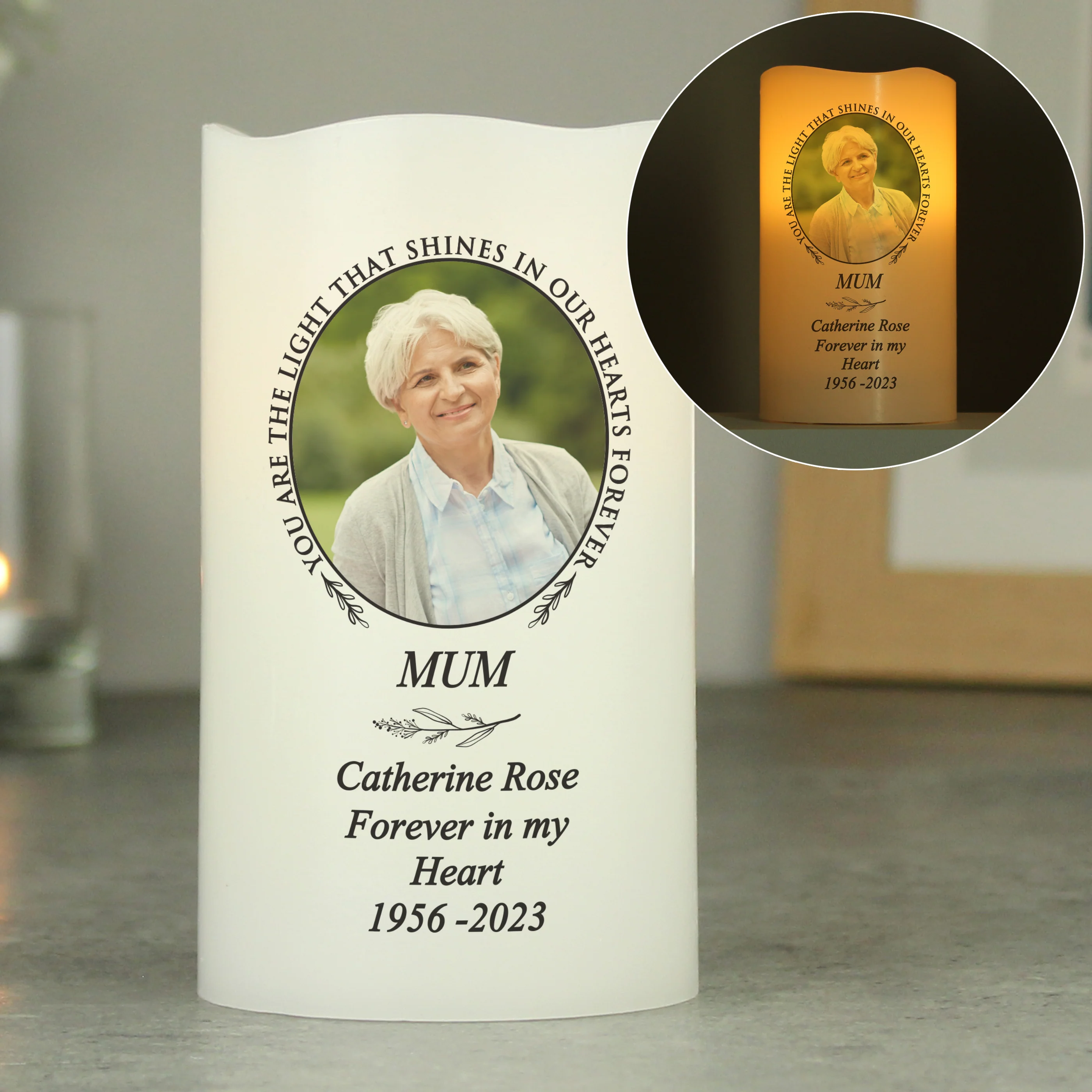Personalised Light In Our Hearts Photo Upload LED Candle - Image 3