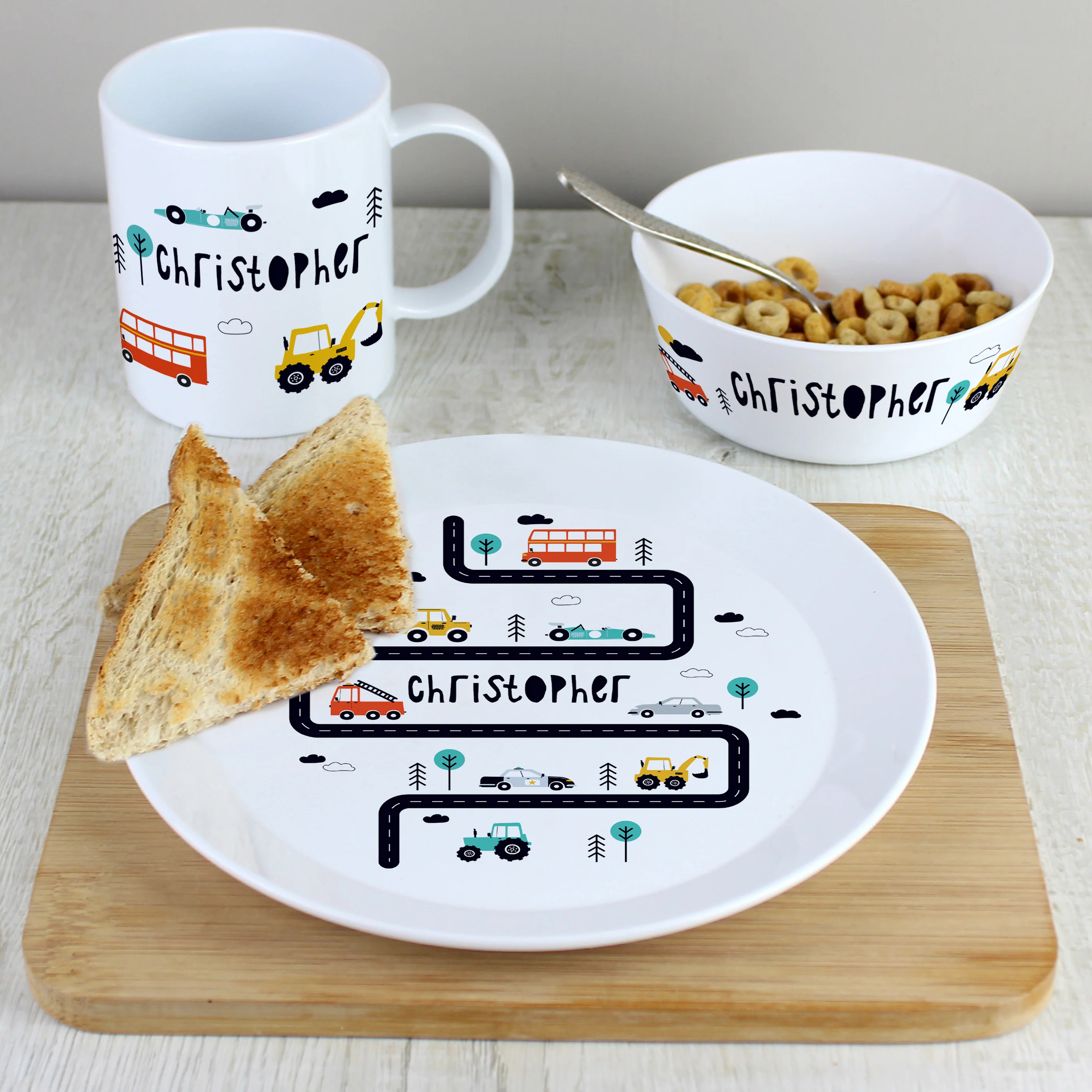 Personalised Little Car Plastic Breakfast Set - Image 2