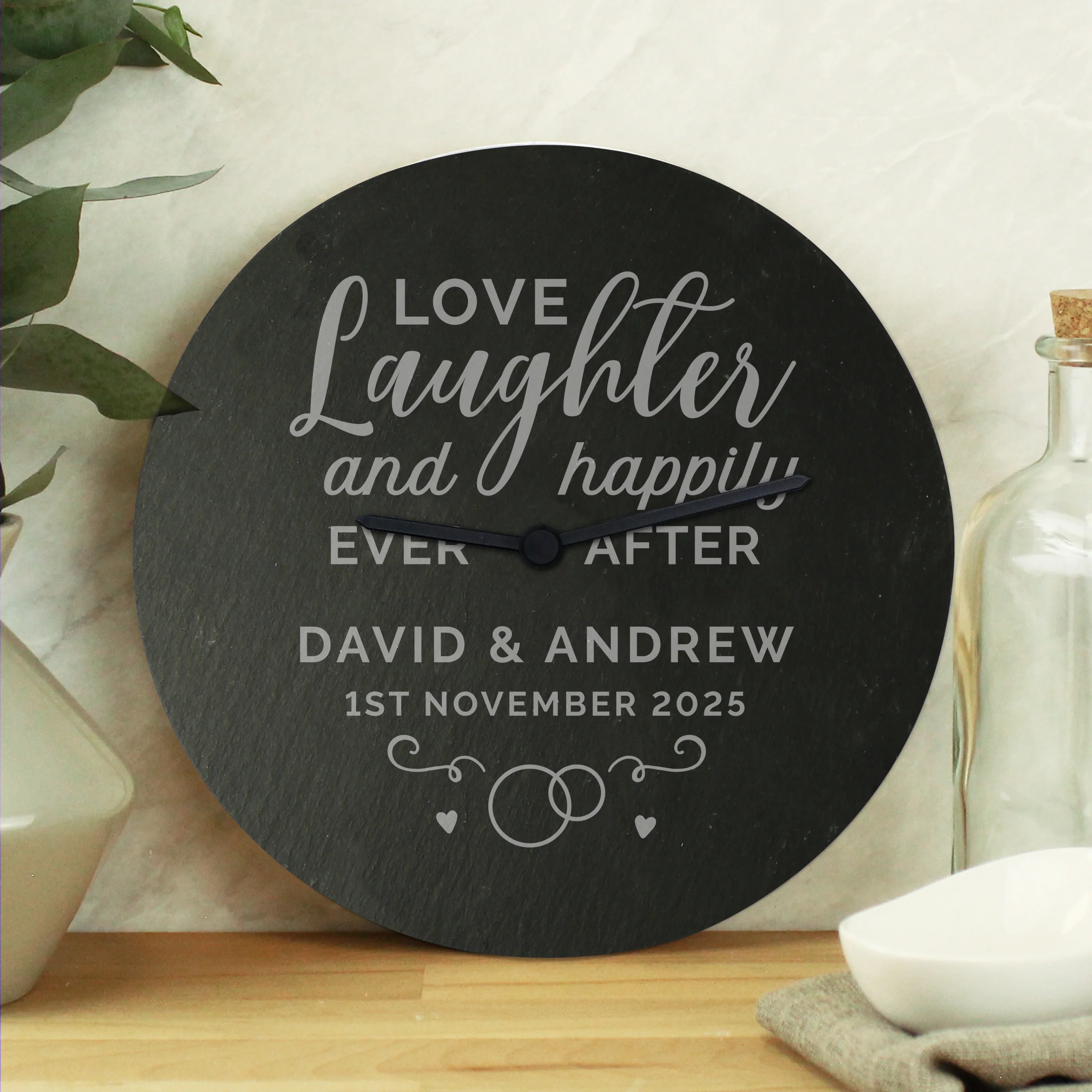 Personalised Love Laughter Slate Clock - Image 4