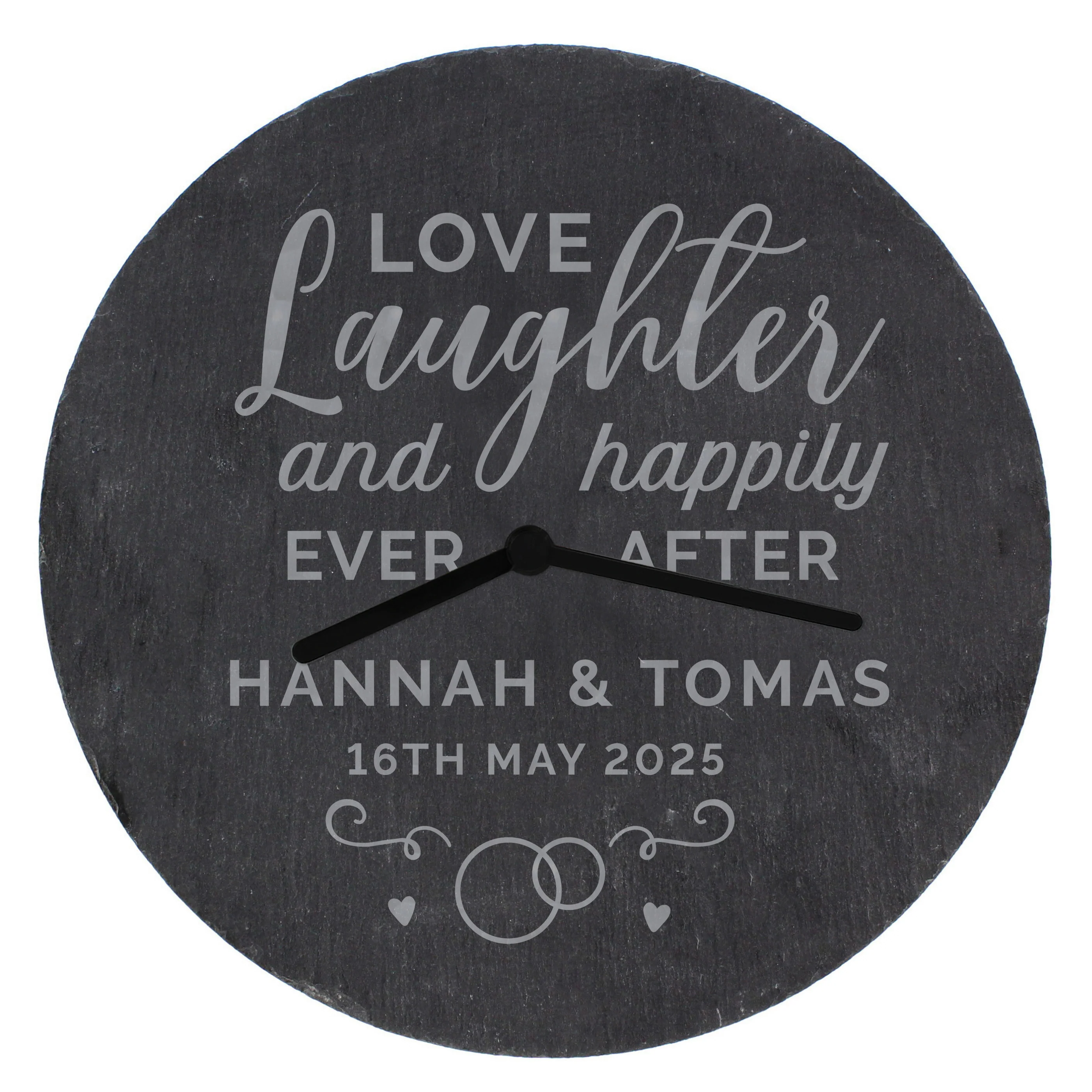 Personalised Love Laughter Slate Clock - Image 5