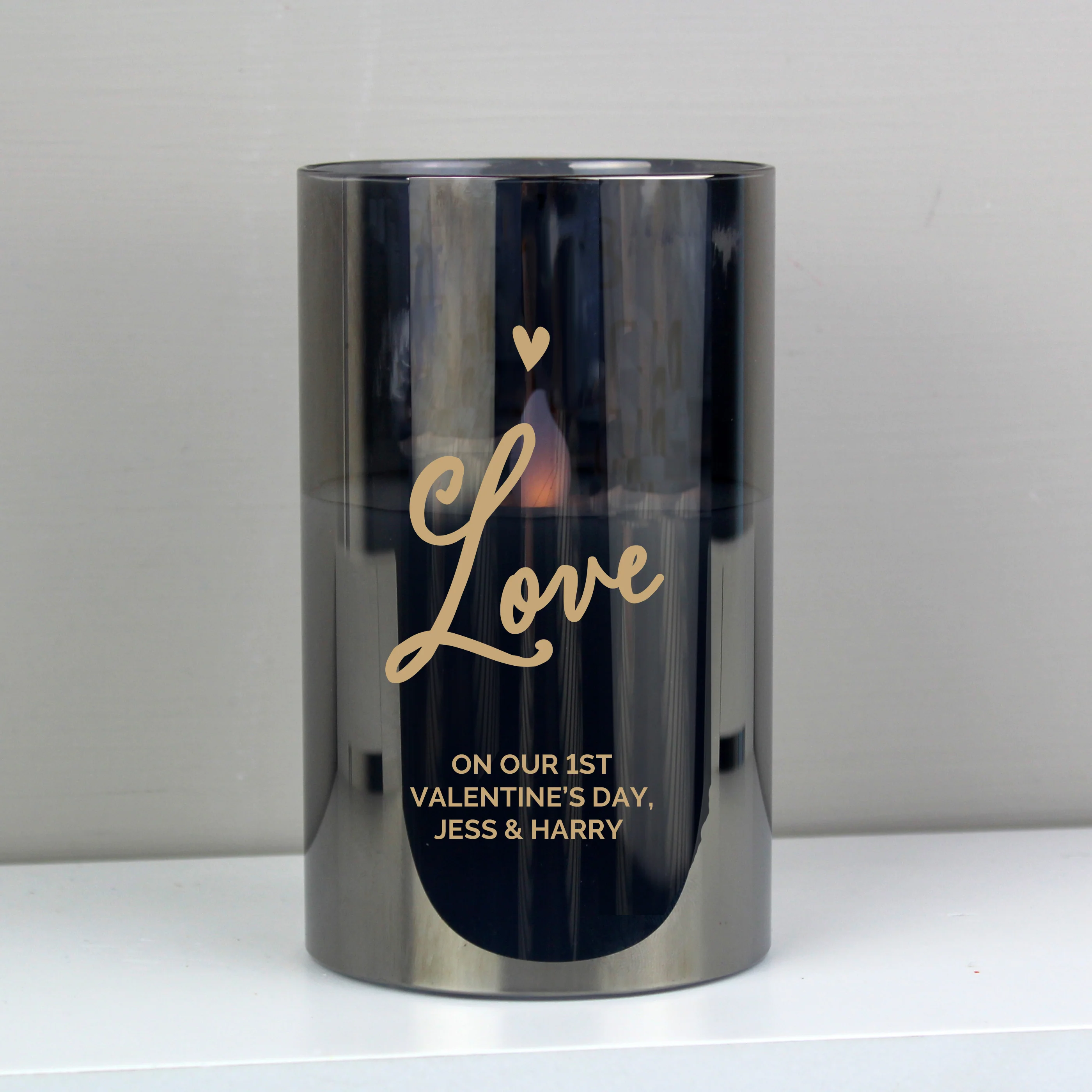 Personalised Love Smoked Glass LED Candle - Image 4