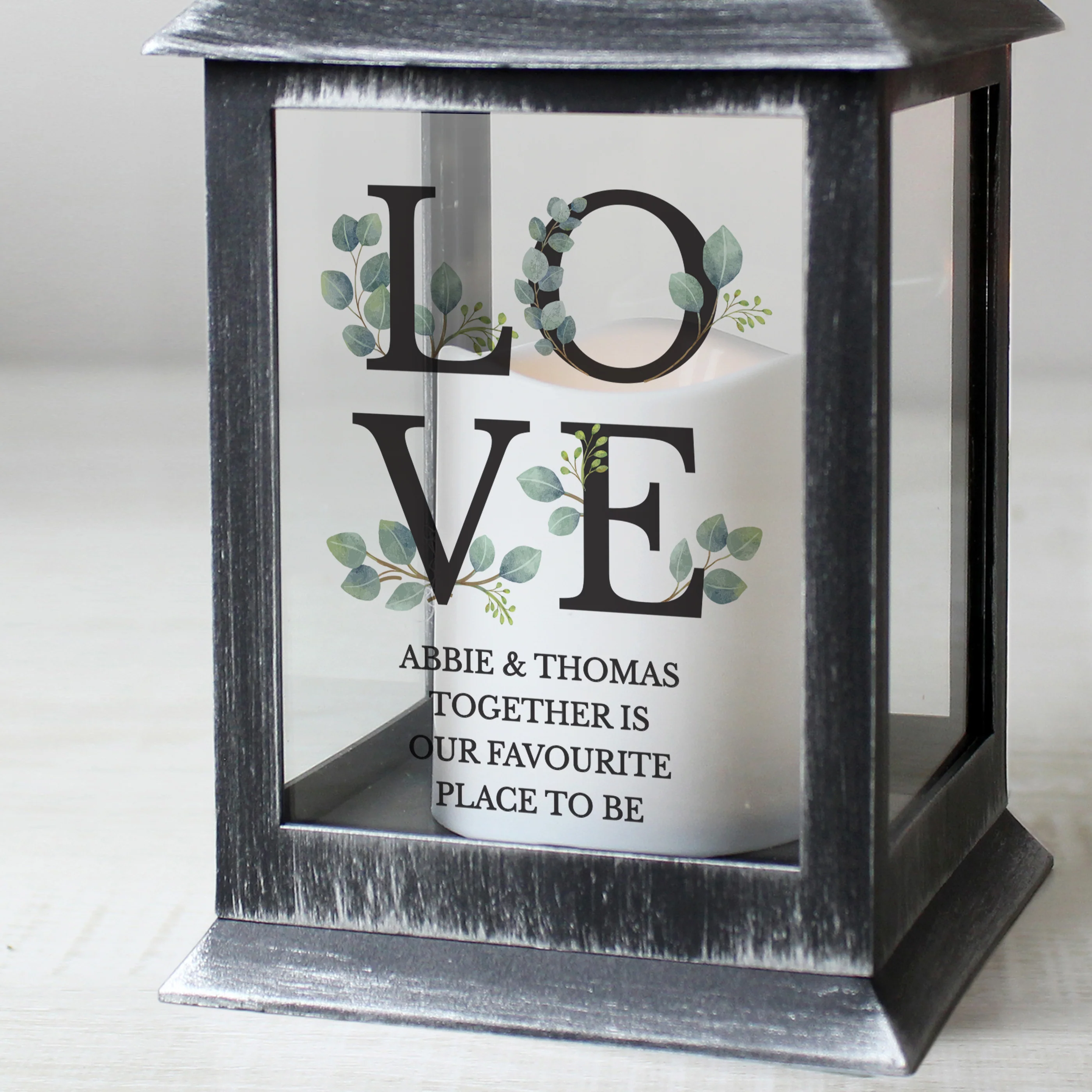 Personalised LOVE Wedding Black LED Lantern - Image 2