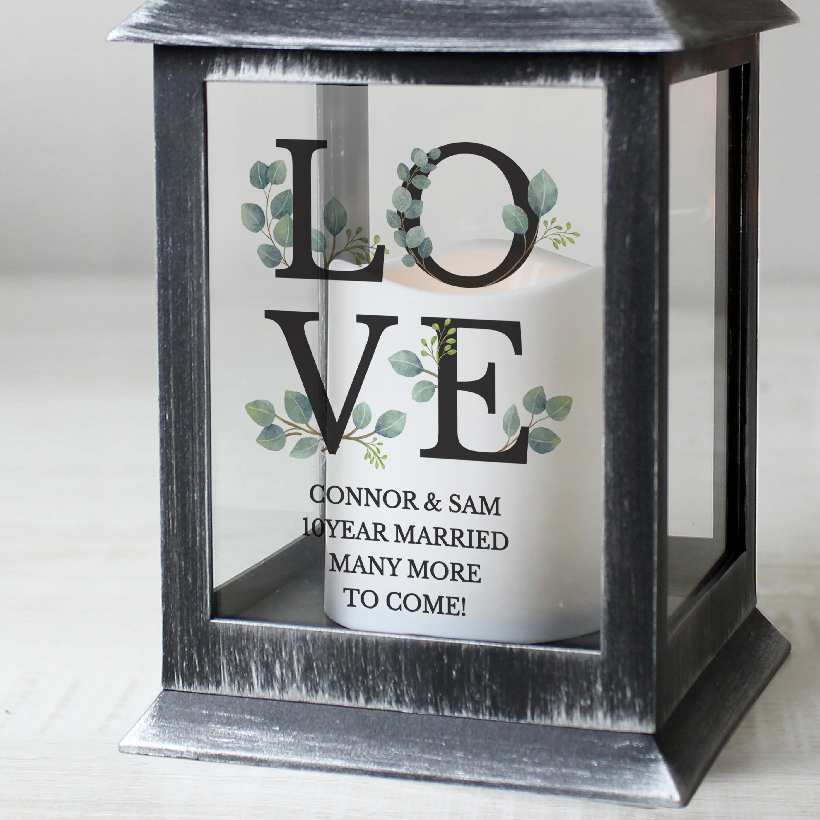 Personalised LOVE Wedding Black LED Lantern - Image 4