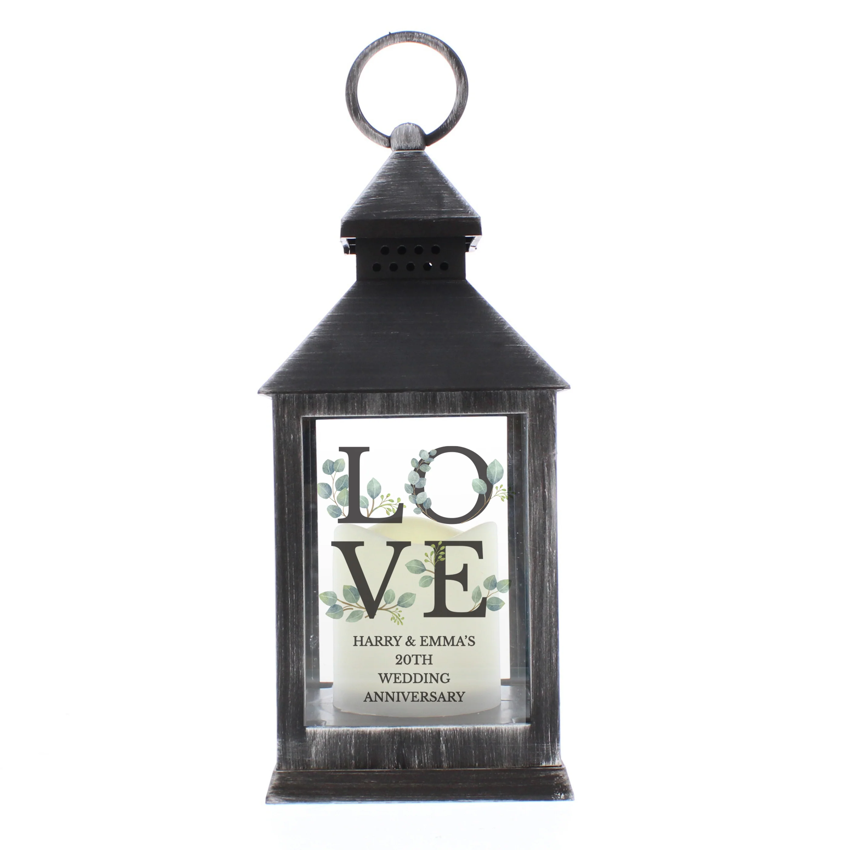 Personalised LOVE Wedding Black LED Lantern - Image 5