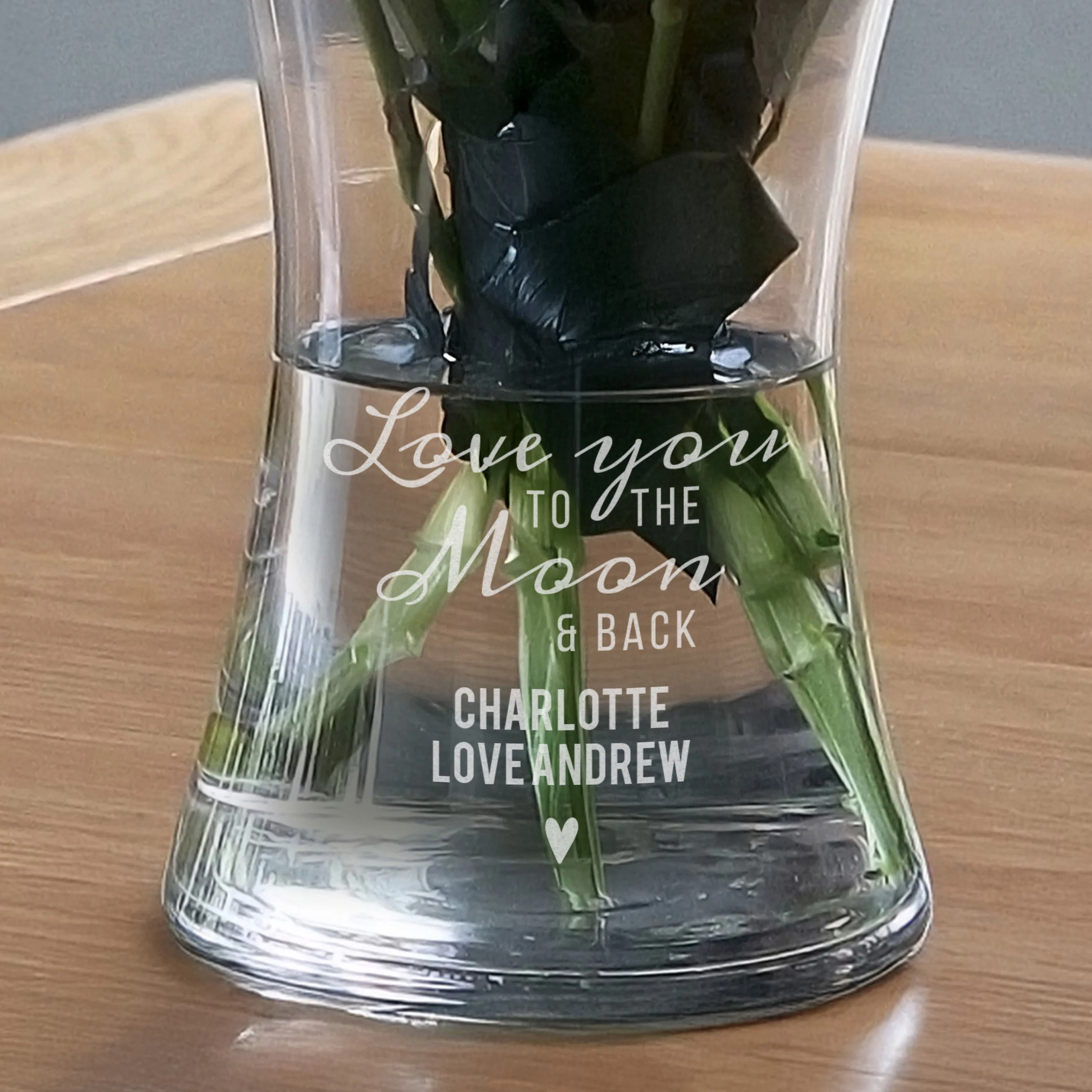 Personalised Love You To The Moon and Back Glass Vase - Image 3