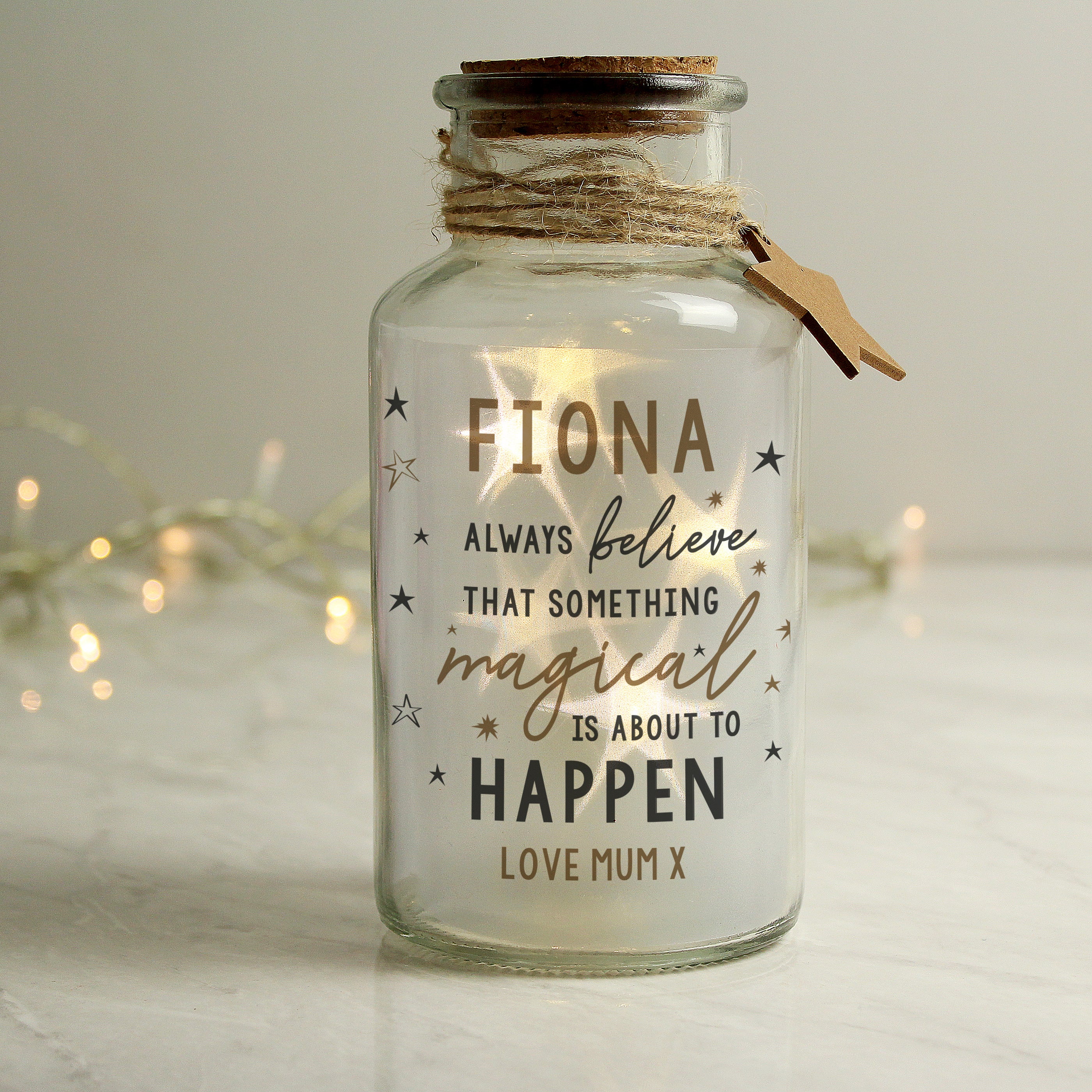 Personalised Magical Things Happen LED Glass Jar - Image 2