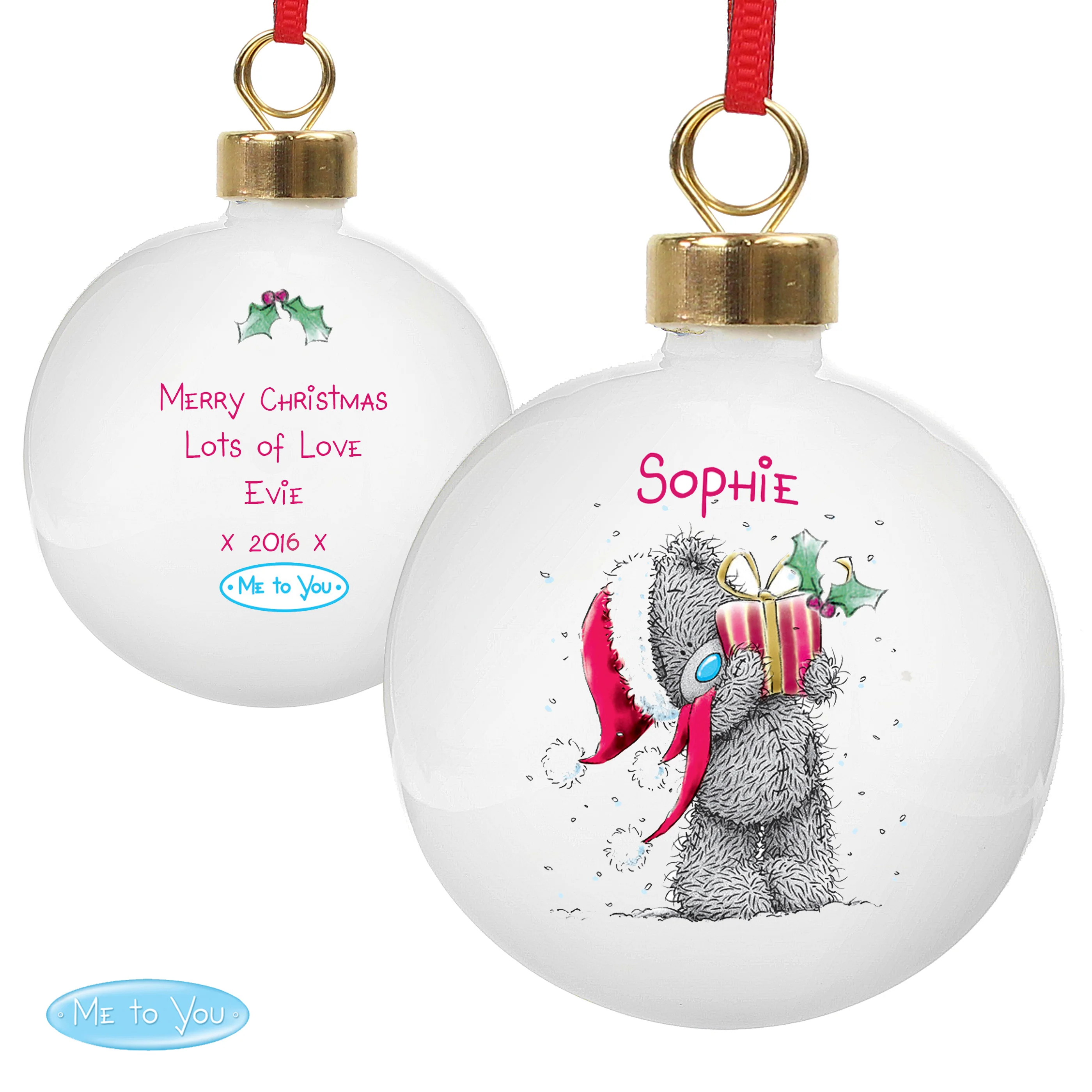 Personalised Me To You Christmas Present Bauble - Image 4