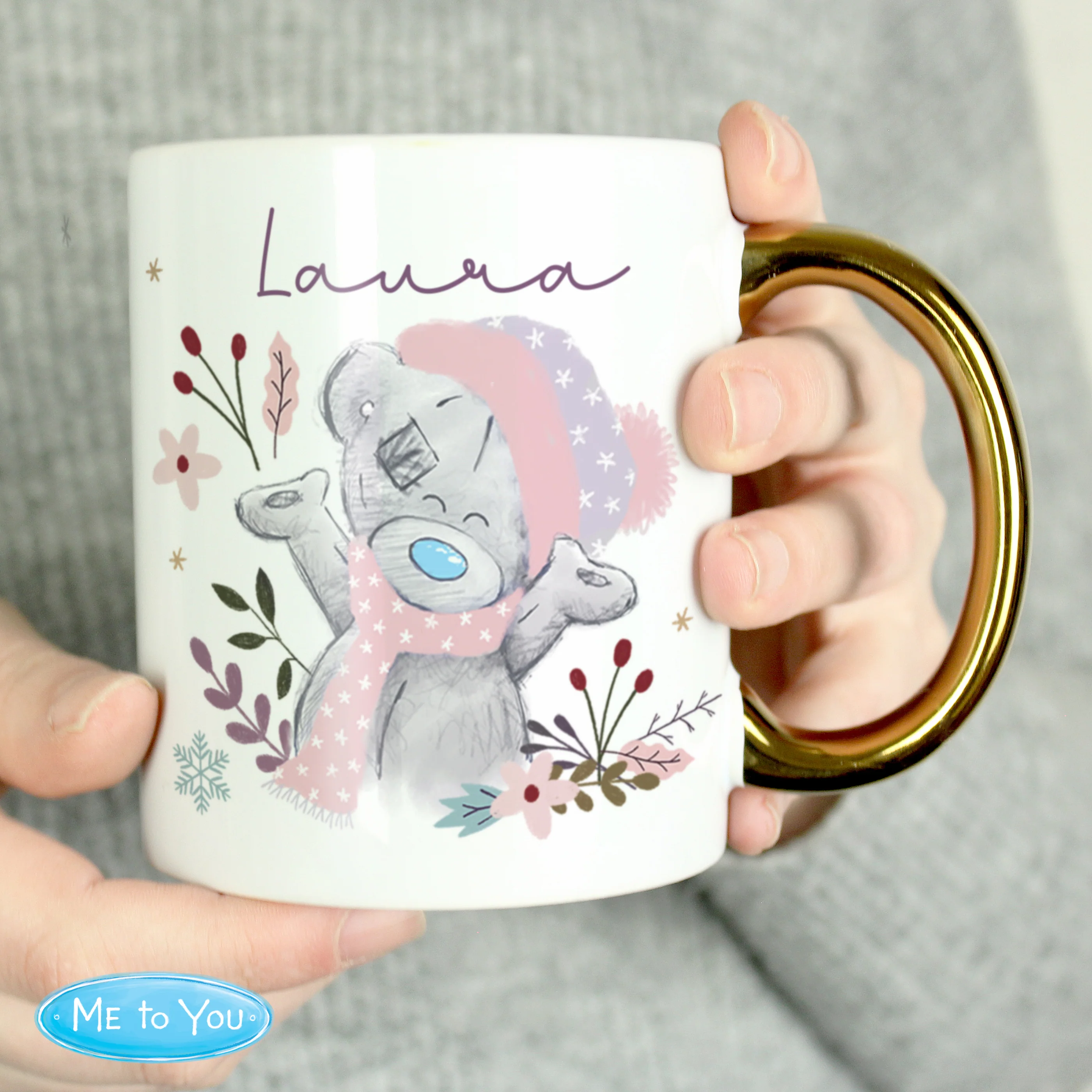 Personalised Me to You Cosy Winter Gold Handled Mug - Image 2