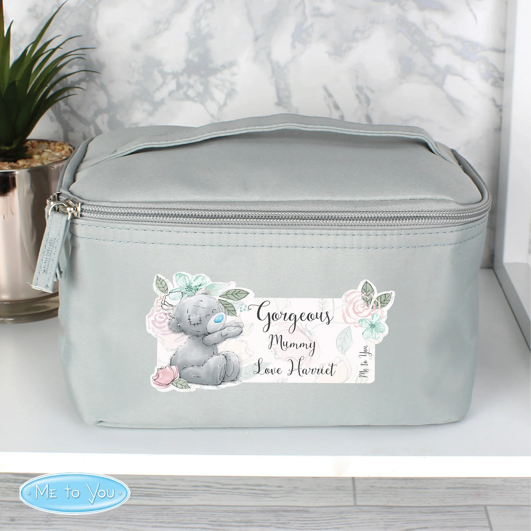 Personalised Me to You Floral Grey Toiletry Bag - Image 5