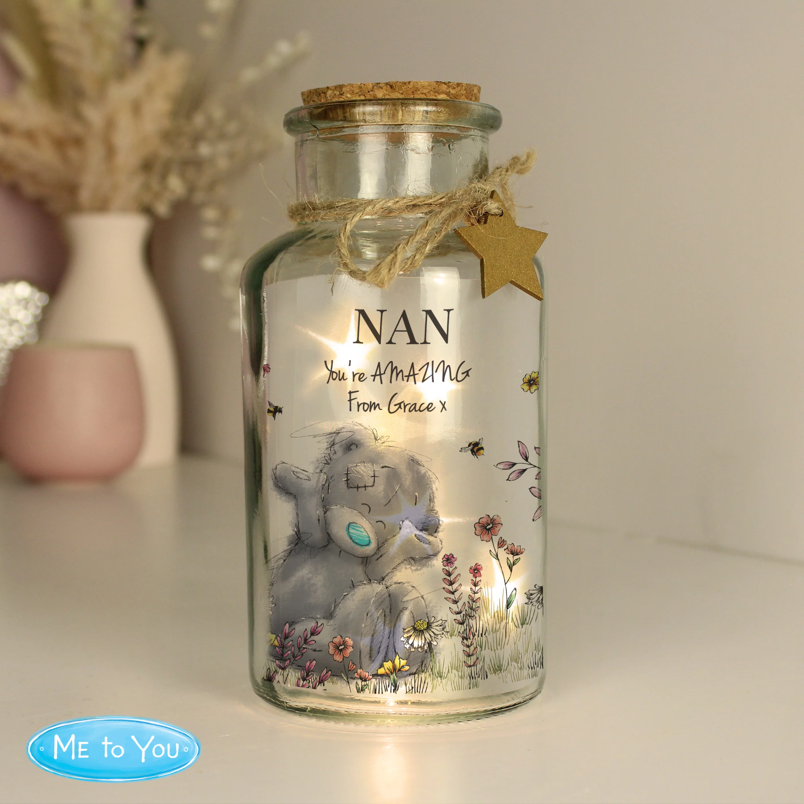 Personalised Me to You Floral LED Glass Jar - Image 2