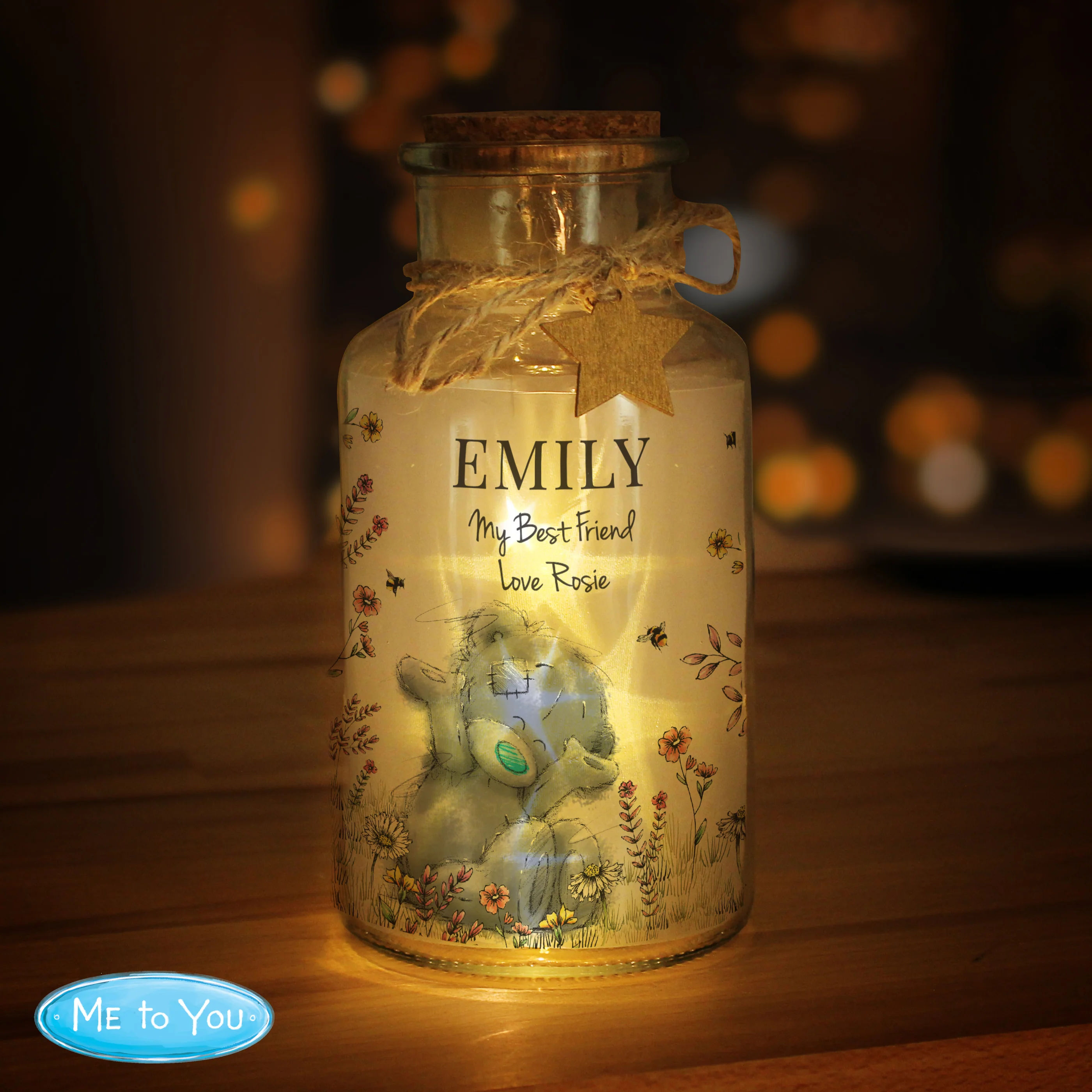 Personalised Me to You Floral LED Glass Jar - Image 3
