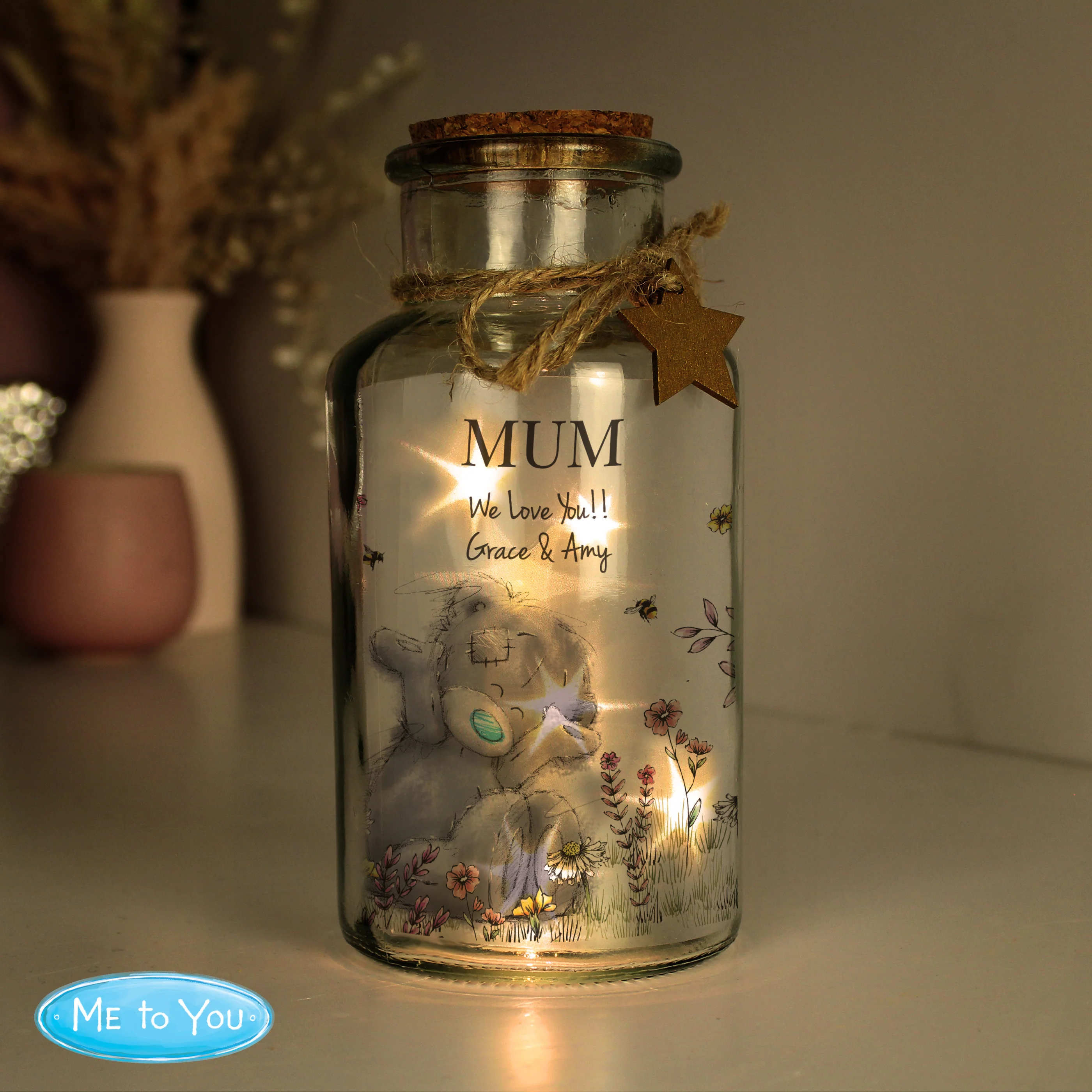 Personalised Me to You Floral LED Glass Jar - Image 4