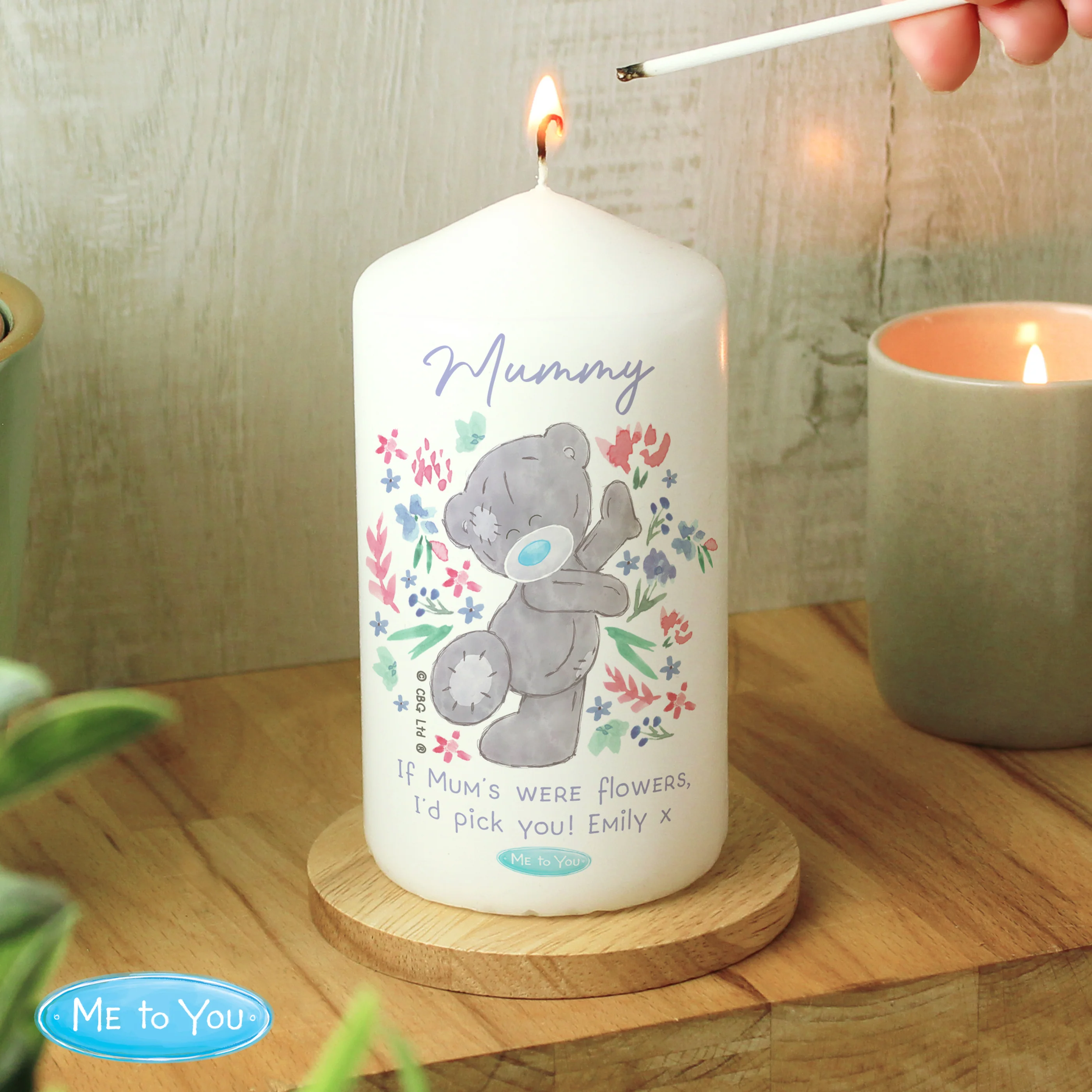 Personalised Me To You Floral Pillar Candle - Image 2