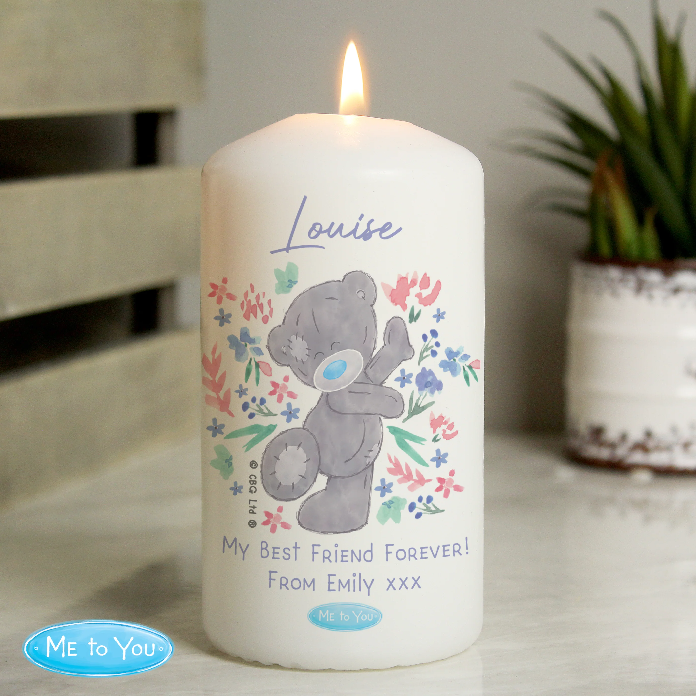 Personalised Me To You Floral Pillar Candle - Image 3