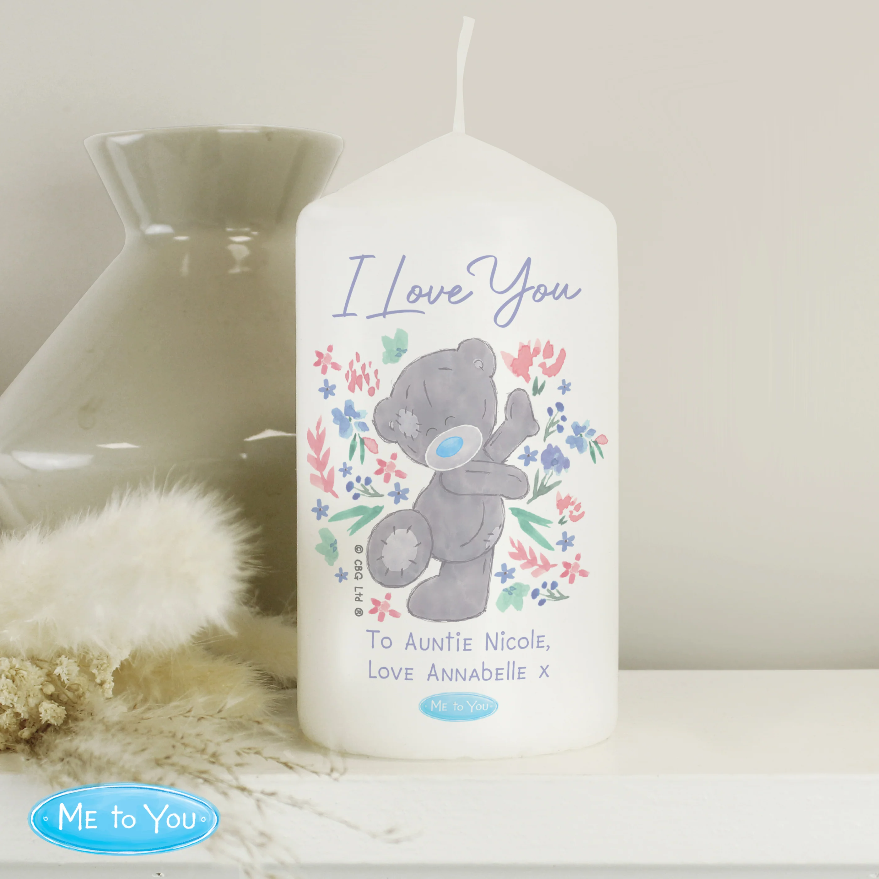 Personalised Me To You Floral Pillar Candle - Image 4