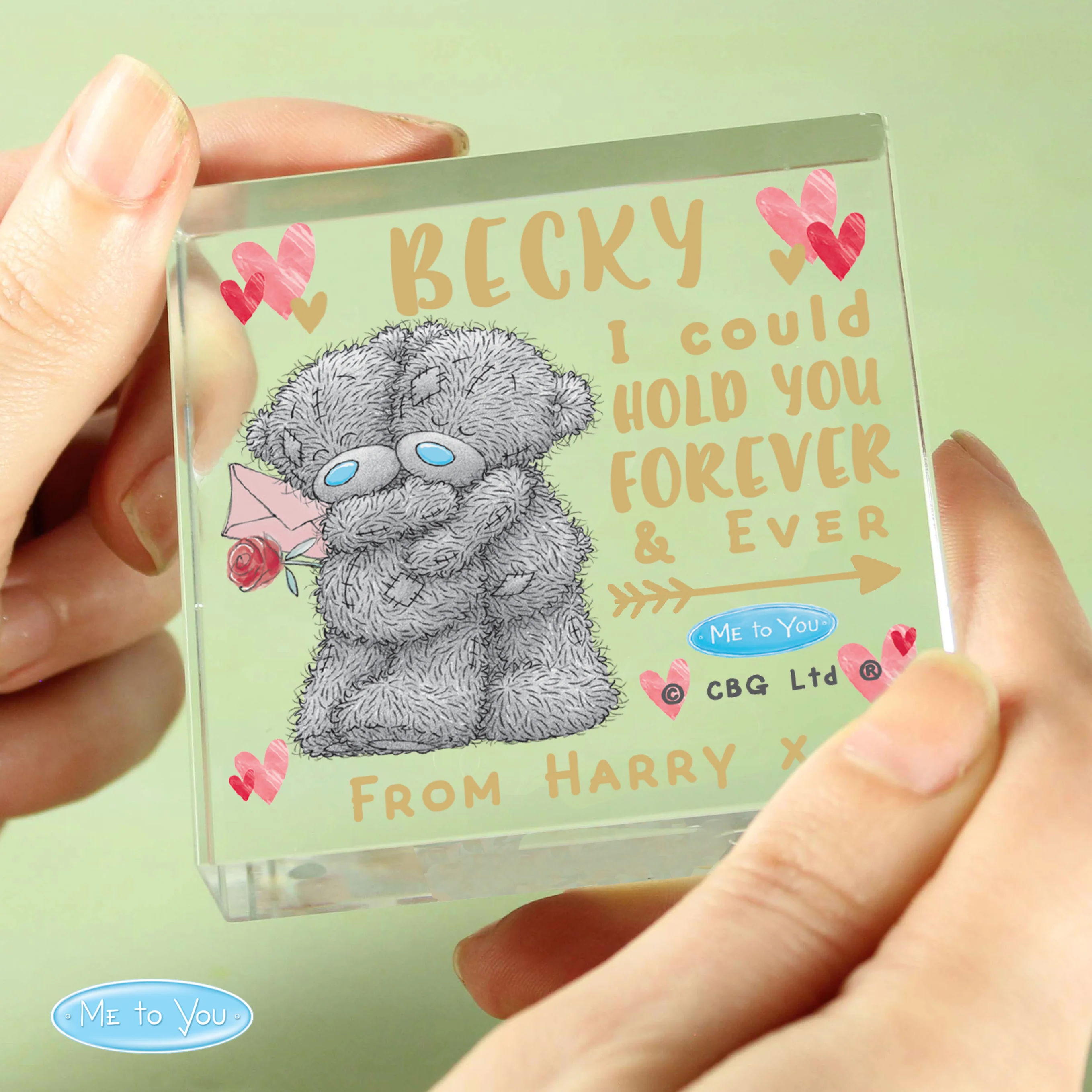 Personalised Me To You Hold You Forever Crystal Token - Image 2