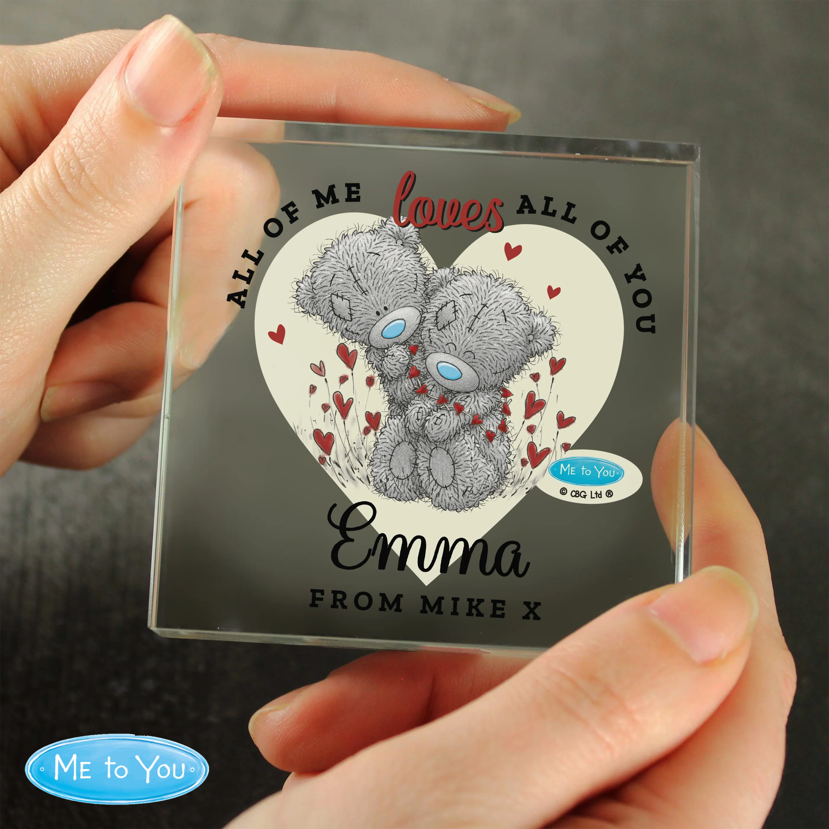 Personalised Me to You Love Heart Crystal Token - Image 2