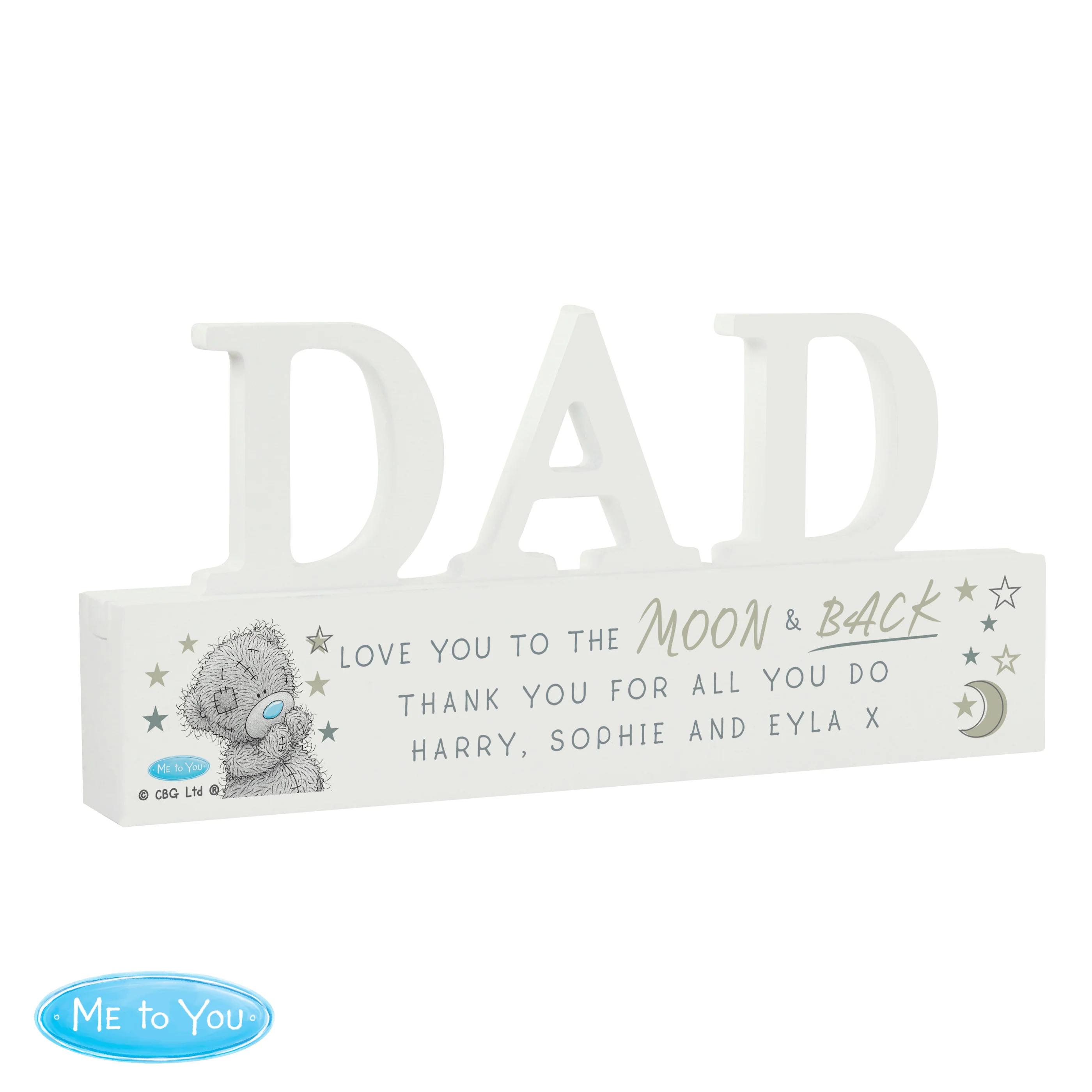 Personalised Me To You Moon and Back Wooden Dad Ornament