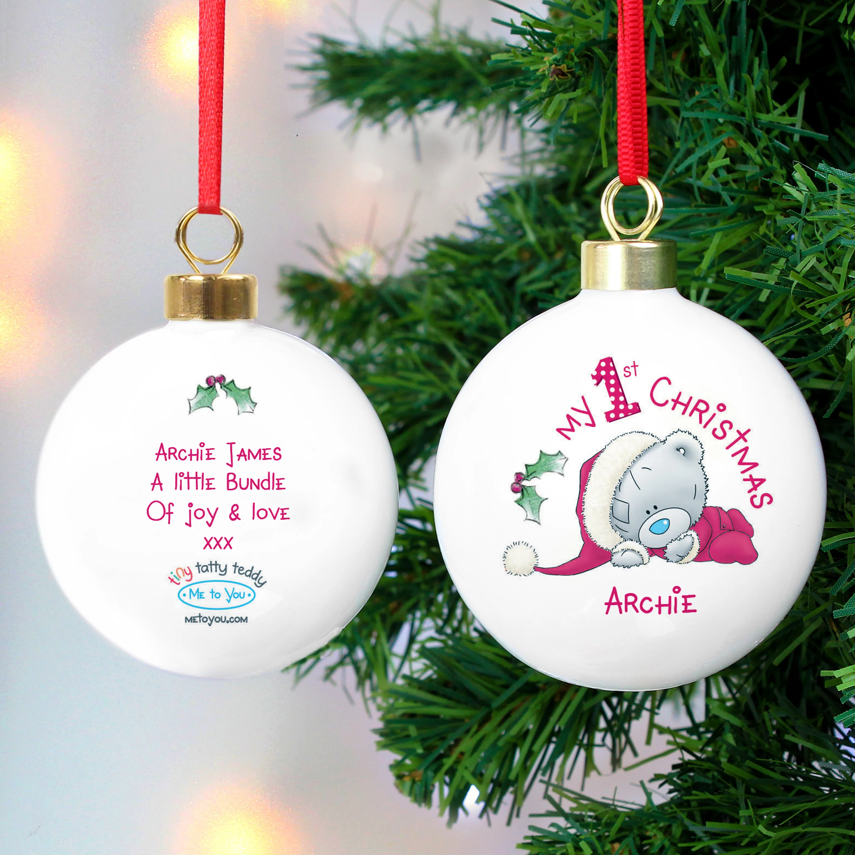 Personalised Me To You My 1st Christmas Bauble - Image 3