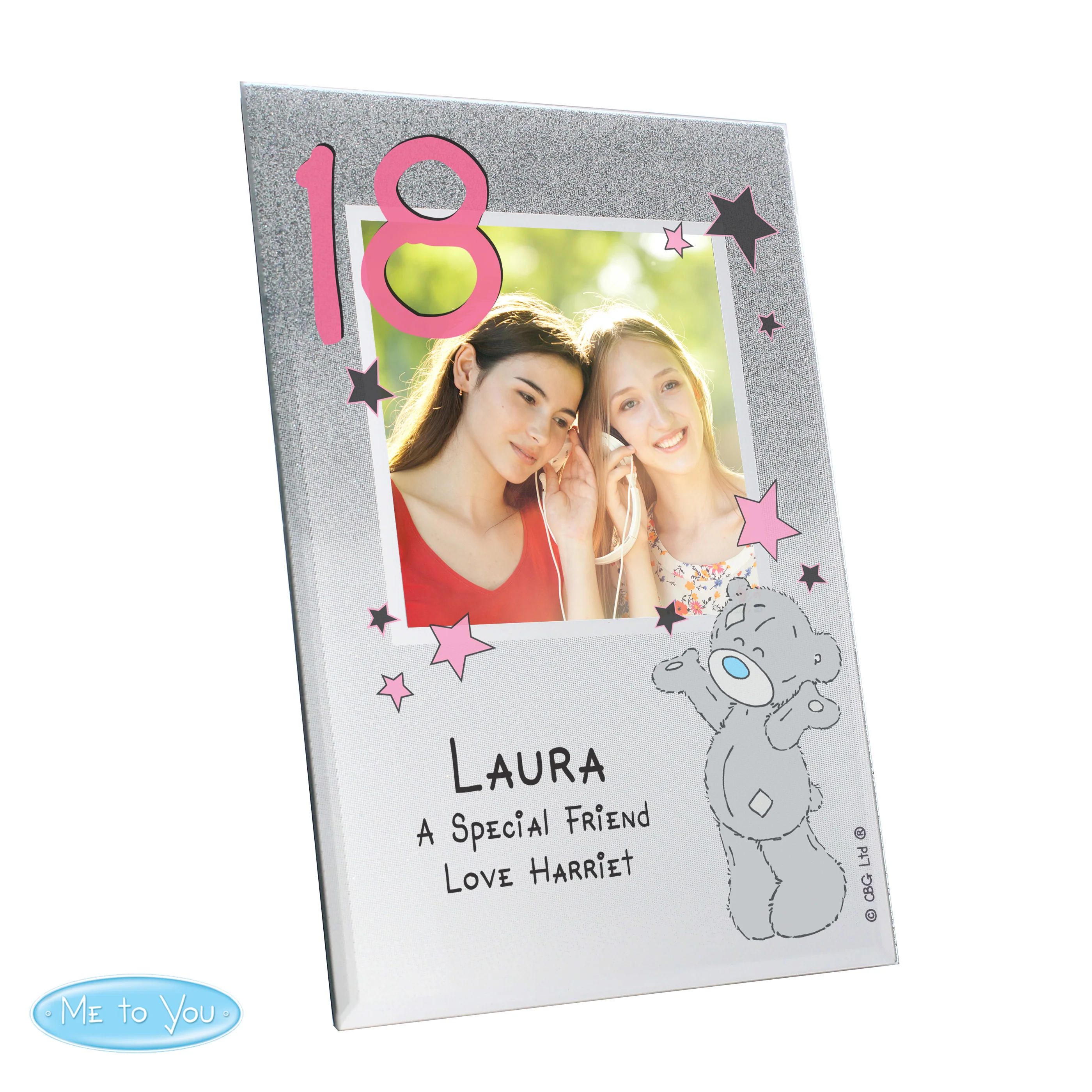Personalised Me To You Sparkle & Shine 4x4 Glitter Glass Photo Frame - Image 2