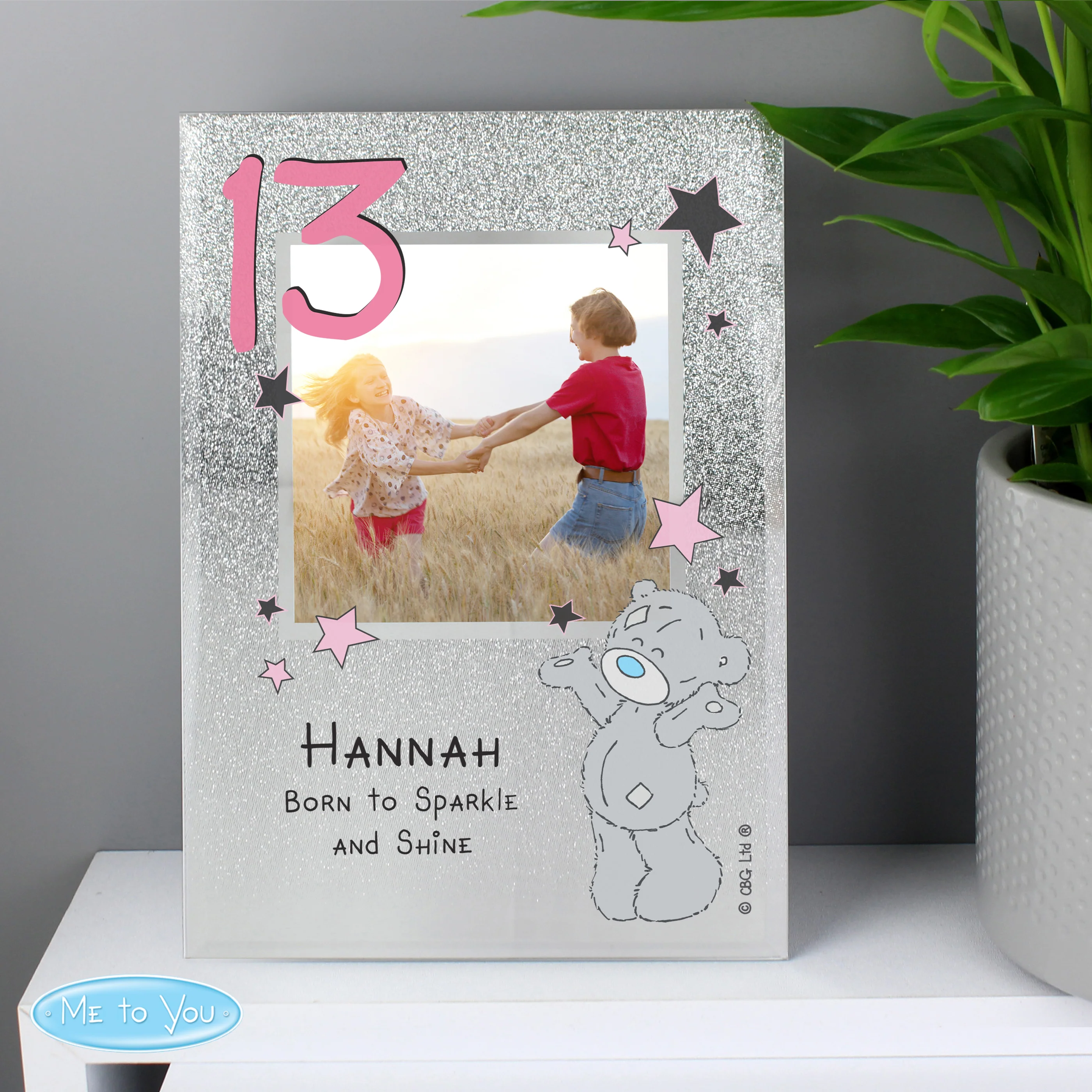 Personalised Me To You Sparkle & Shine 4x4 Glitter Glass Photo Frame - Image 3