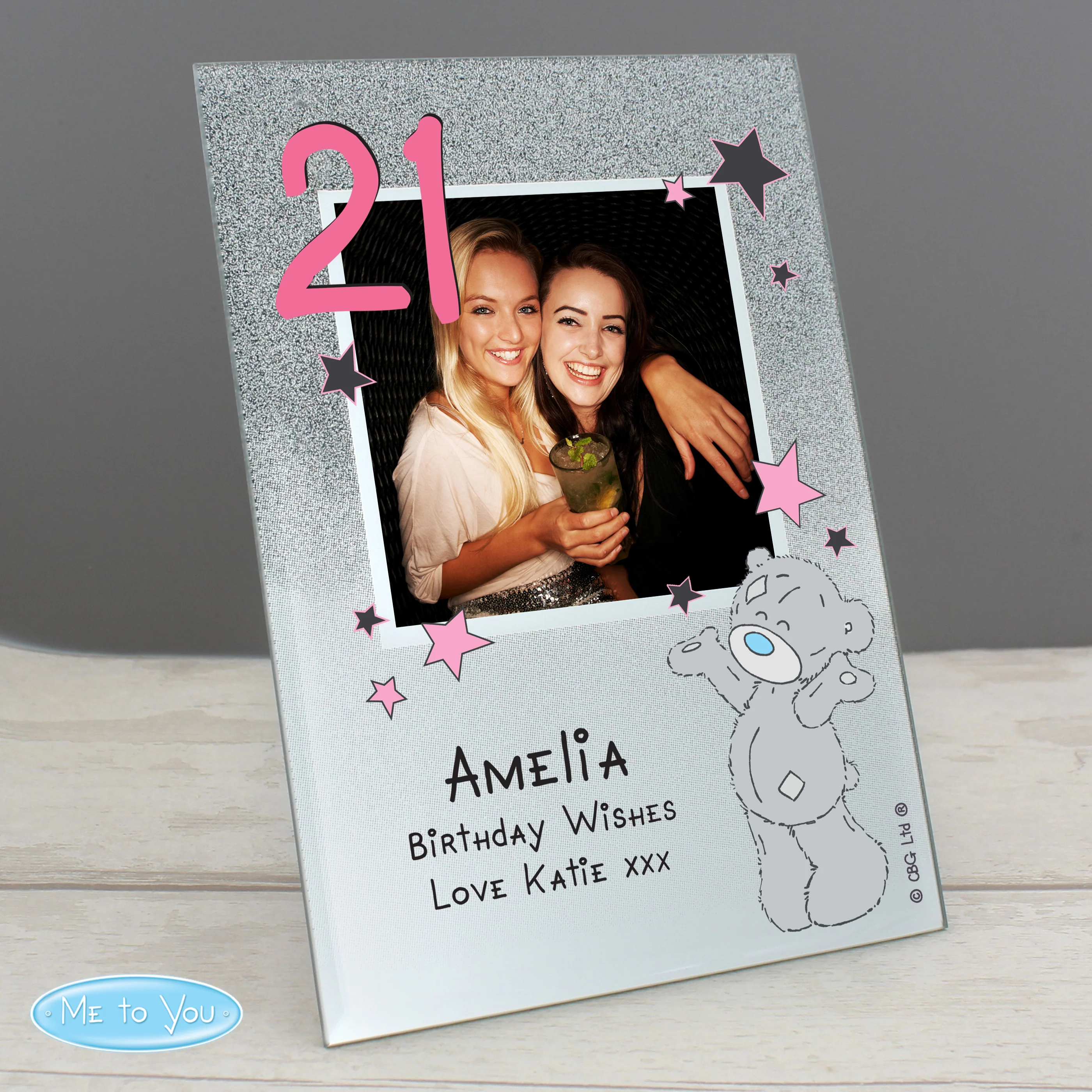 Personalised Me To You Sparkle & Shine 4x4 Glitter Glass Photo Frame - Image 4