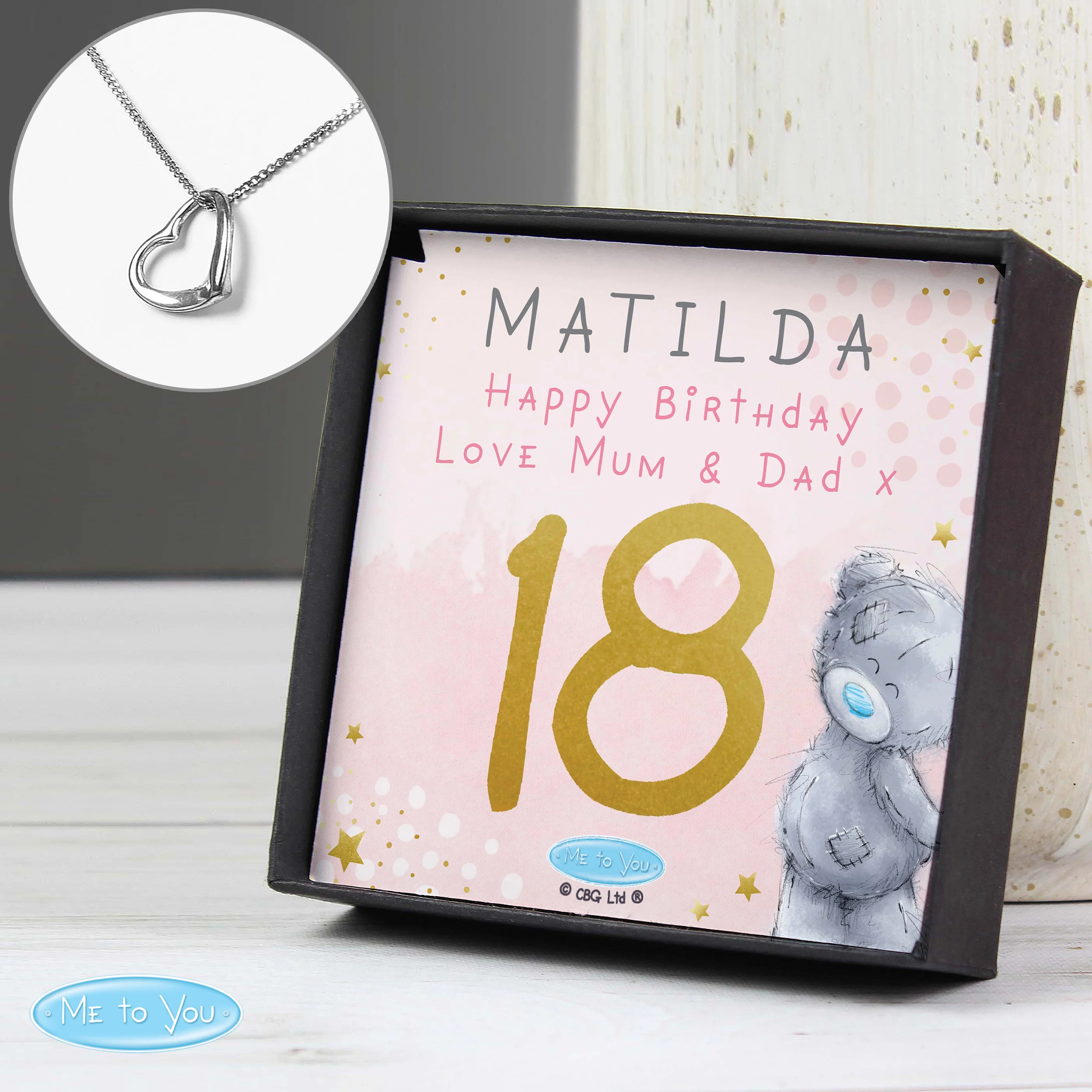 Personalised Me To You Sparkle & Shine Birthday Sentiment Silver Tone Necklace and Box - Image 3