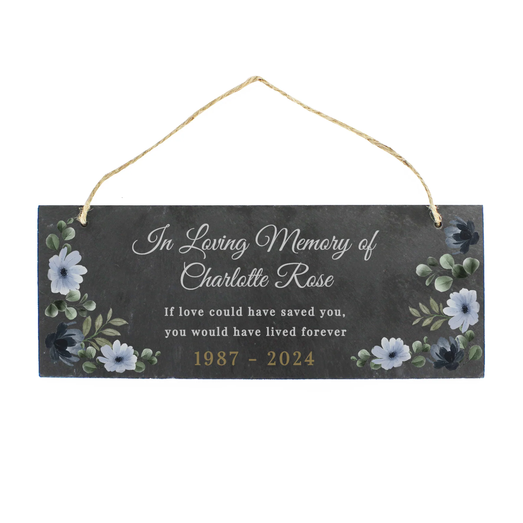 Personalised Memorial Floral Slate Hanging Ornament - Image 5