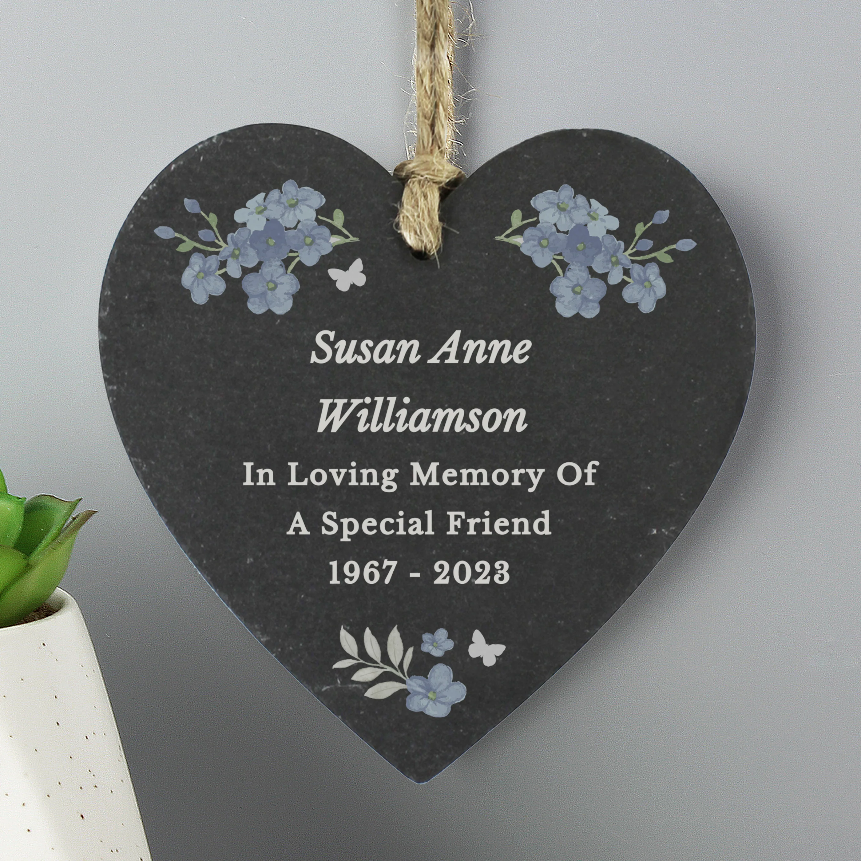 Personalised Memorial Forget Me Not Slate Heart - Image 2