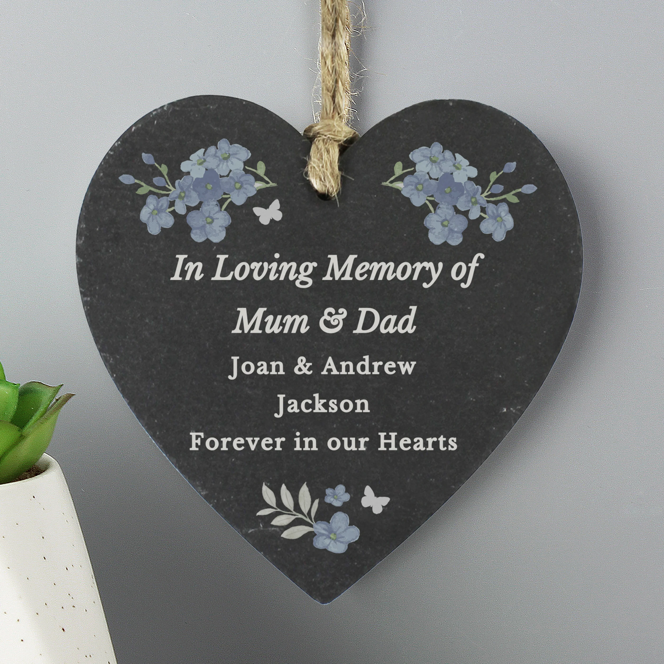 Personalised Memorial Forget Me Not Slate Heart - Image 4