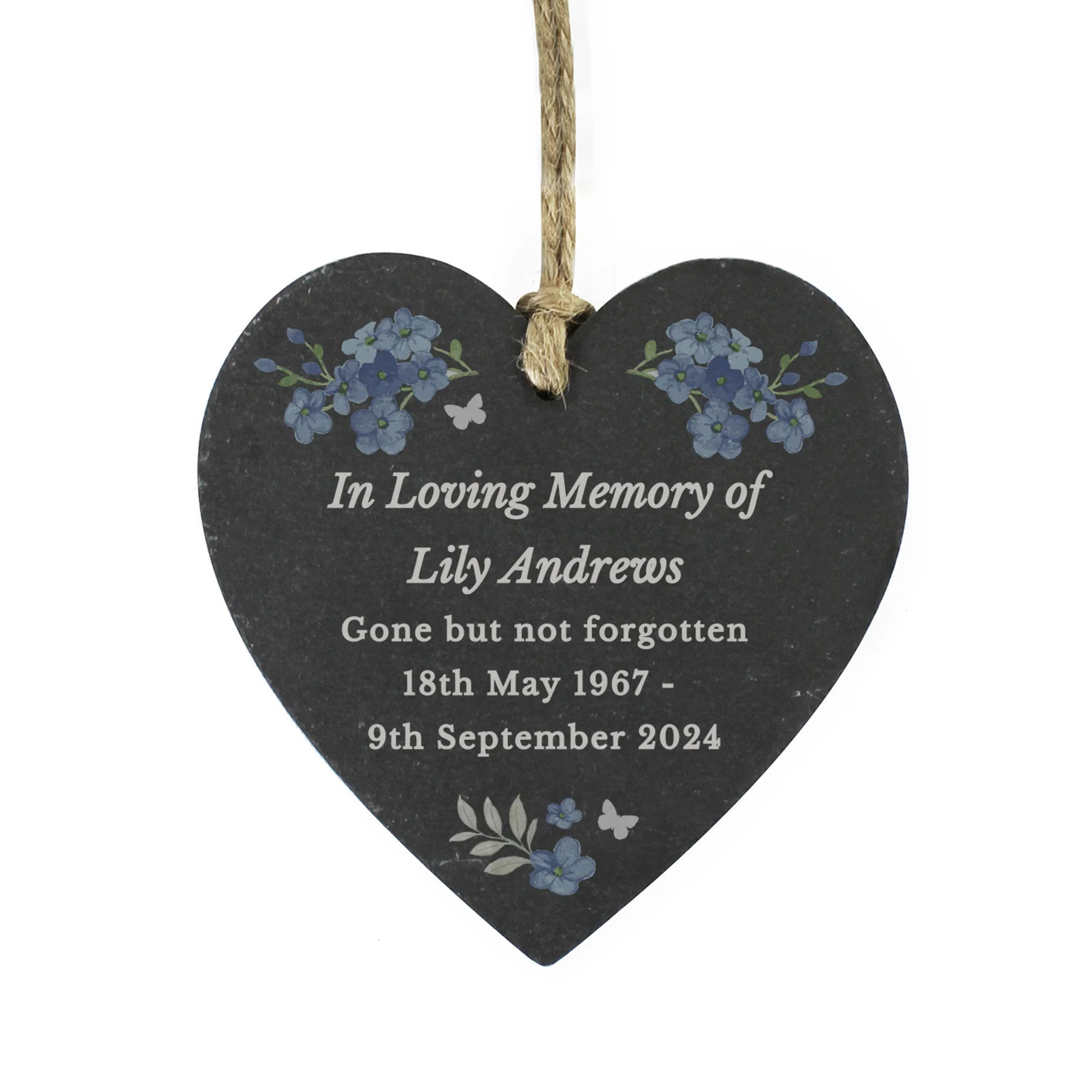 Personalised Memorial Forget Me Not Slate Heart - Image 5