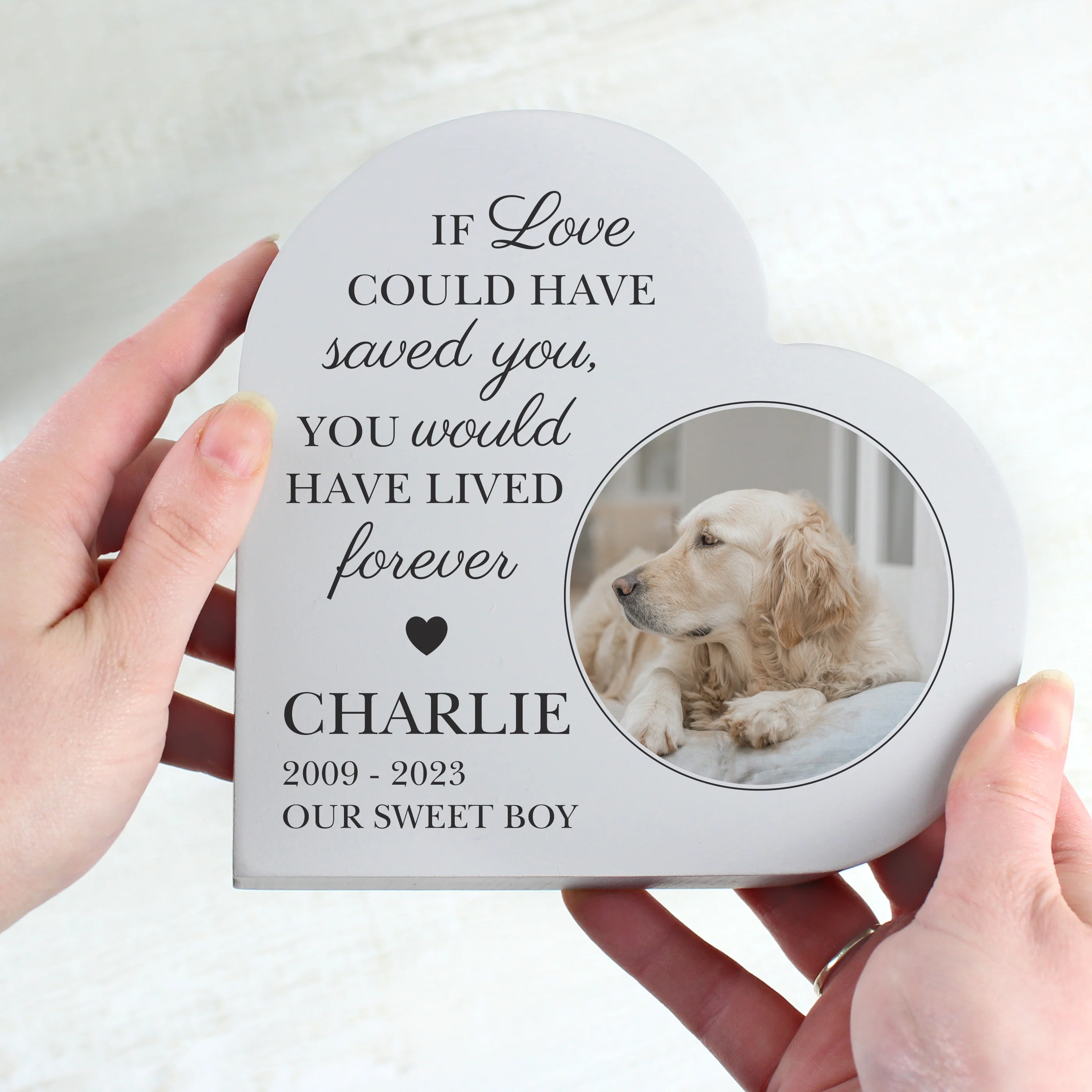 Personalised Memorial Photo Upload Free Standing Heart Ornament - Image 4
