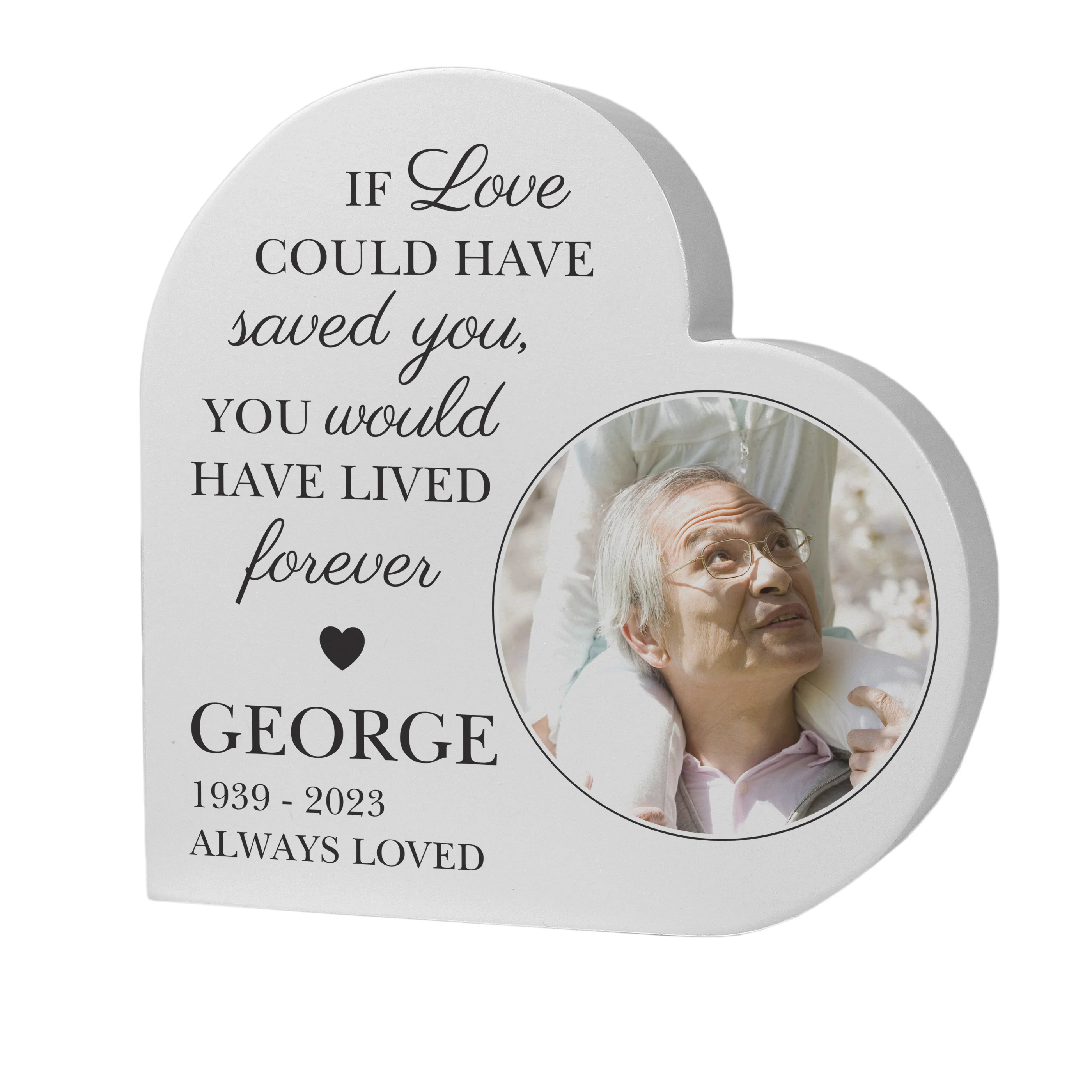 Personalised Memorial Photo Upload Free Standing Heart Ornament - Image 5