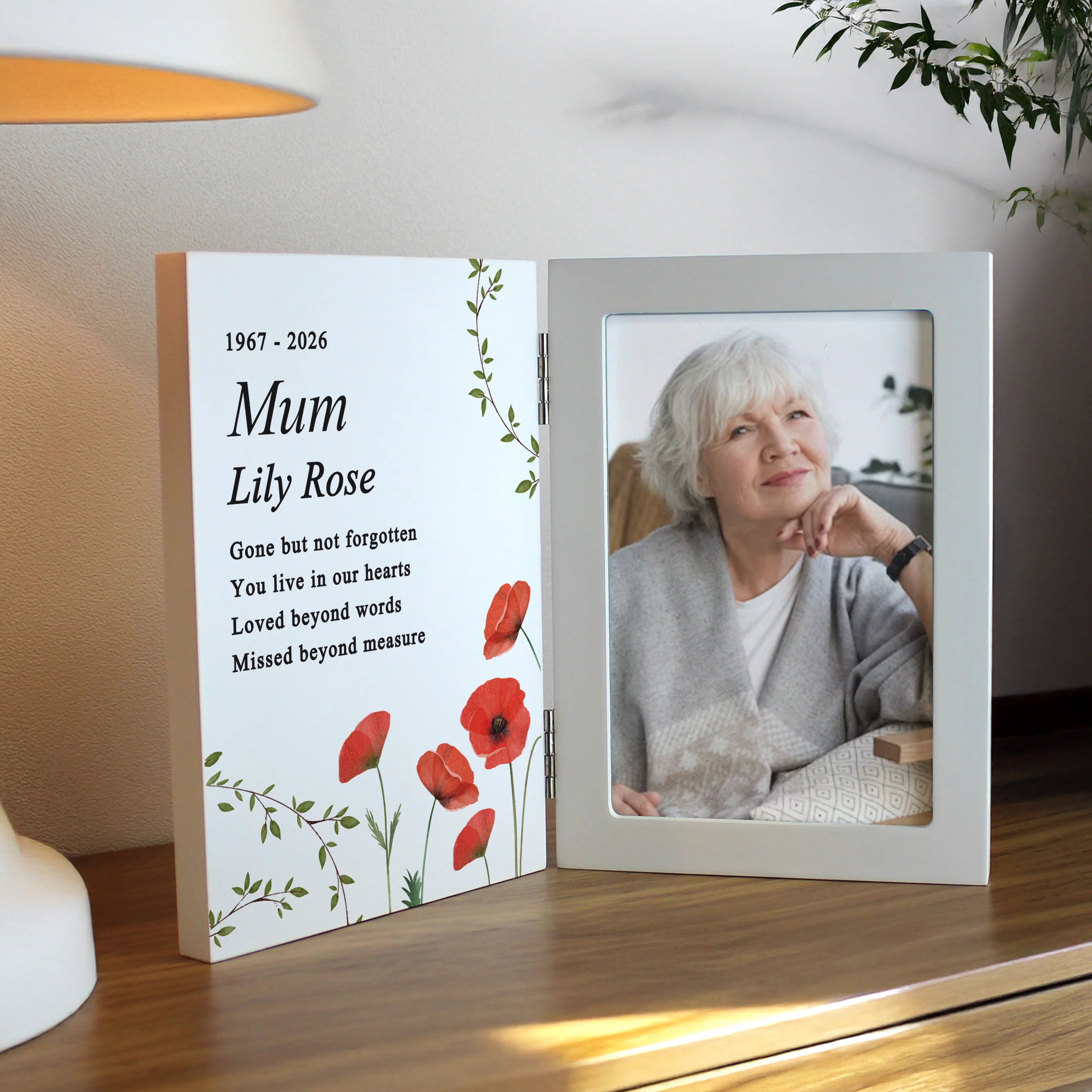 Personalised Memorial Wooden Hinged 6x4 Photo Frame - Image 4