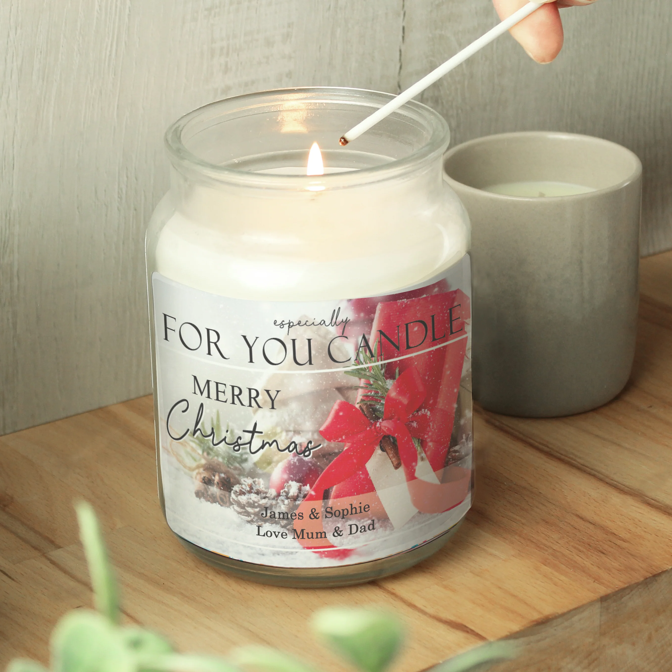 Personalised Merry Christmas Large Scented Jar Candle - Image 2