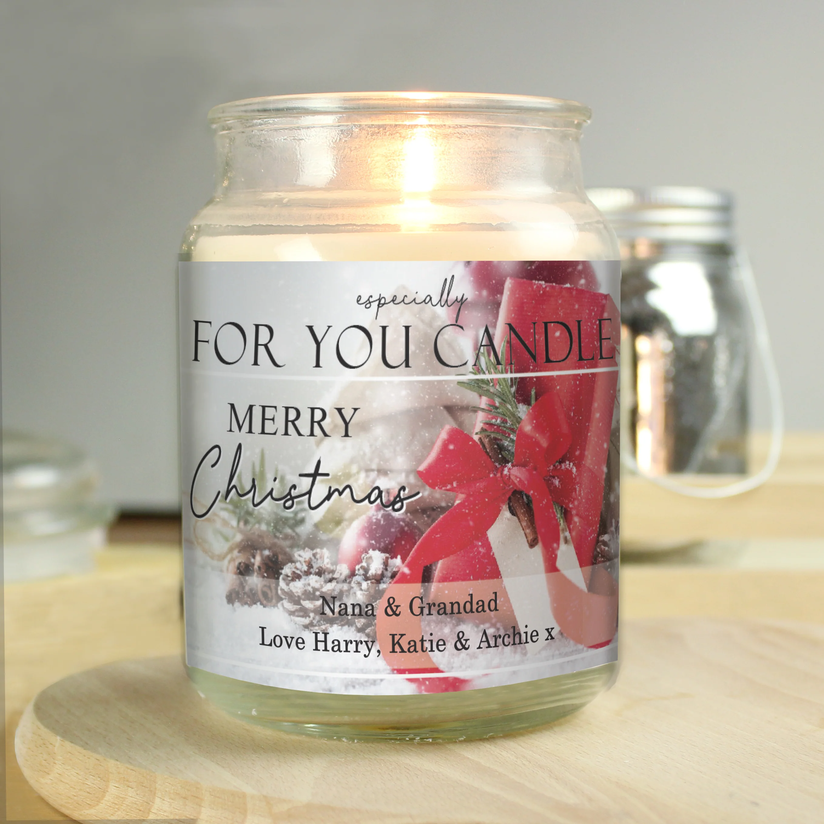 Personalised Merry Christmas Large Scented Jar Candle - Image 3