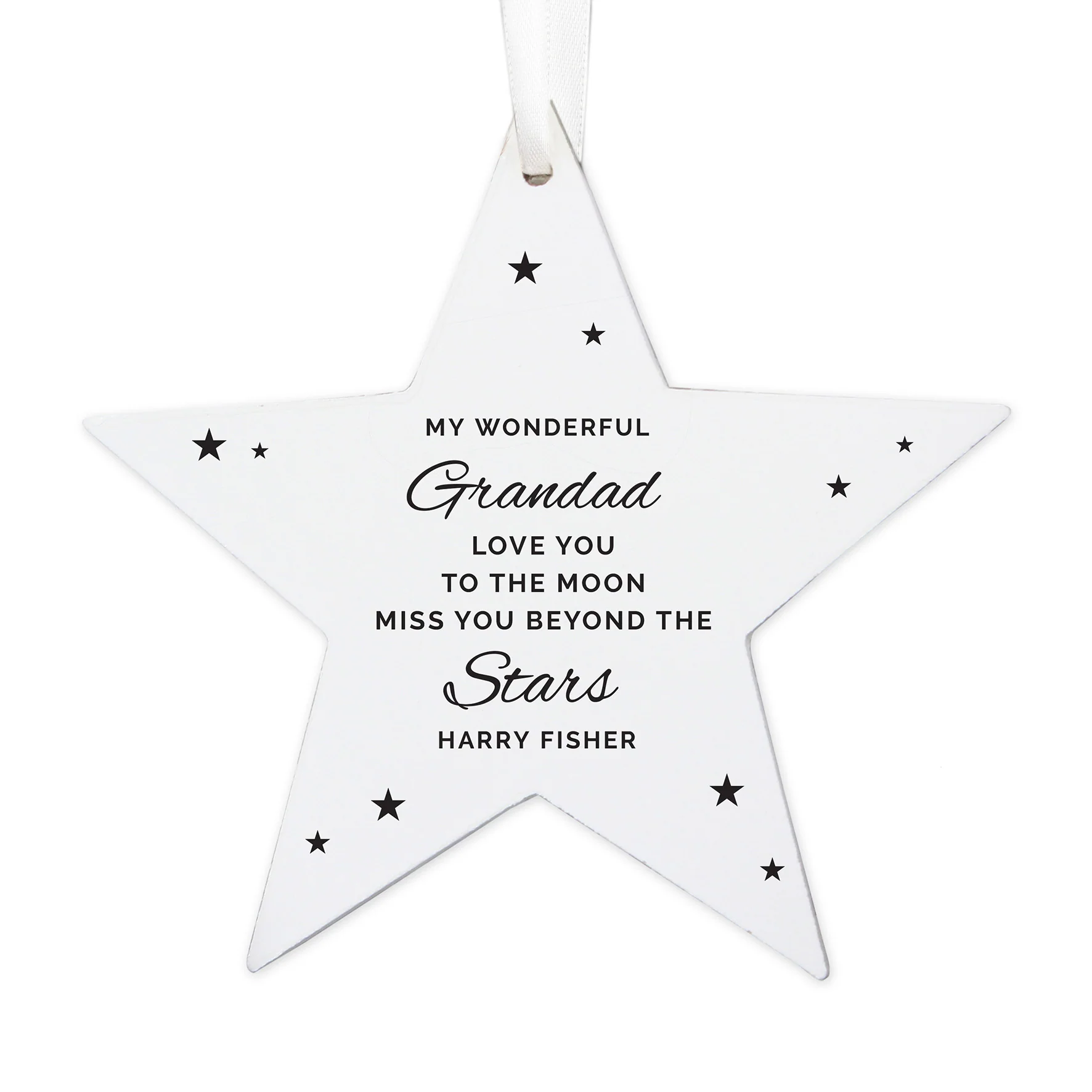 Personalised Miss You Beyond The Stars Wooden Star Decoration